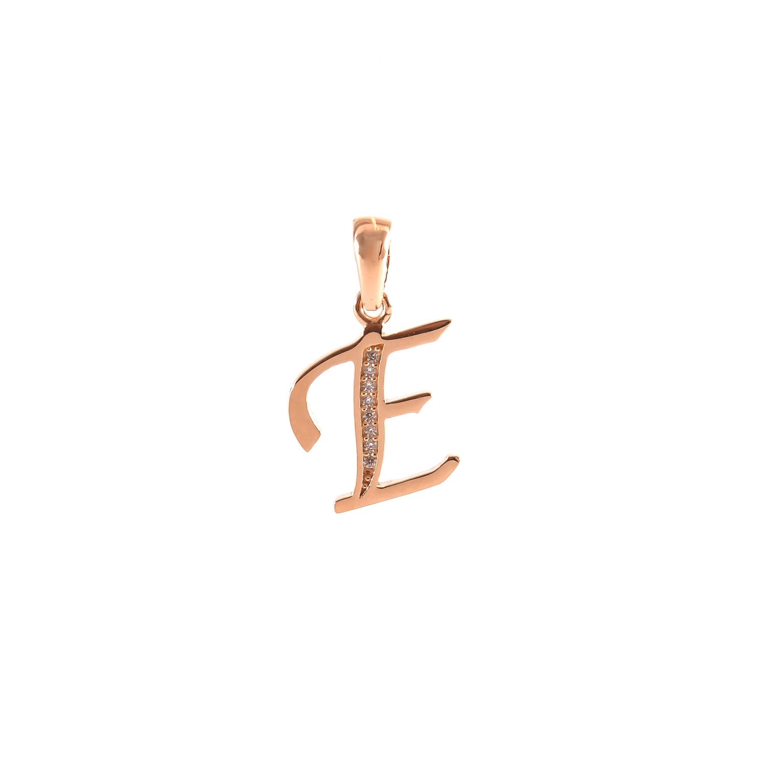 Золотой кулон буква "E"