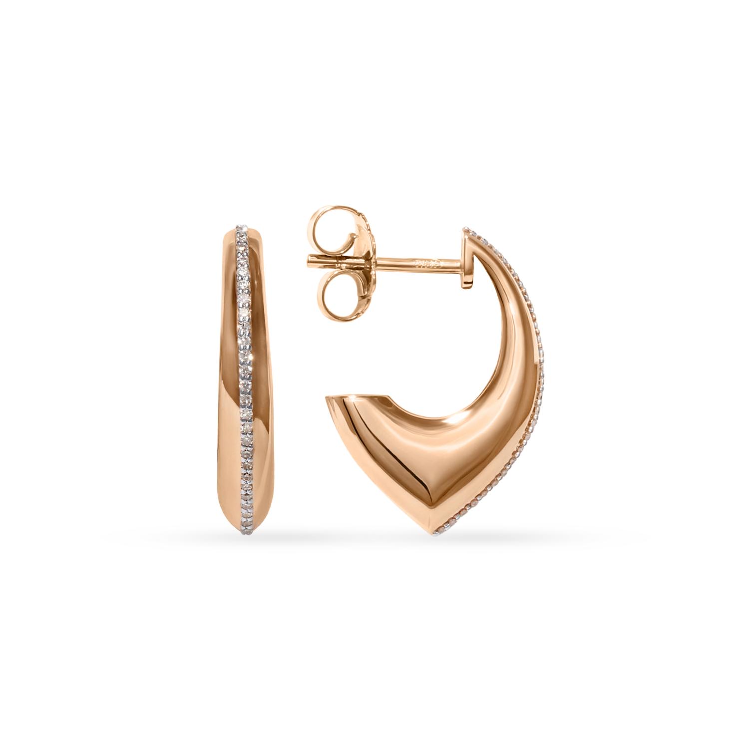 Золотые серьги-гвоздики с дорожкой из бриллиантов