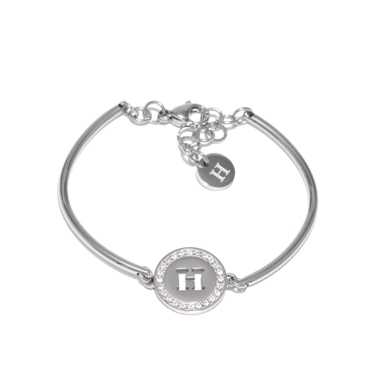 Stainless steel bracelet with Swarovski crystals "H"