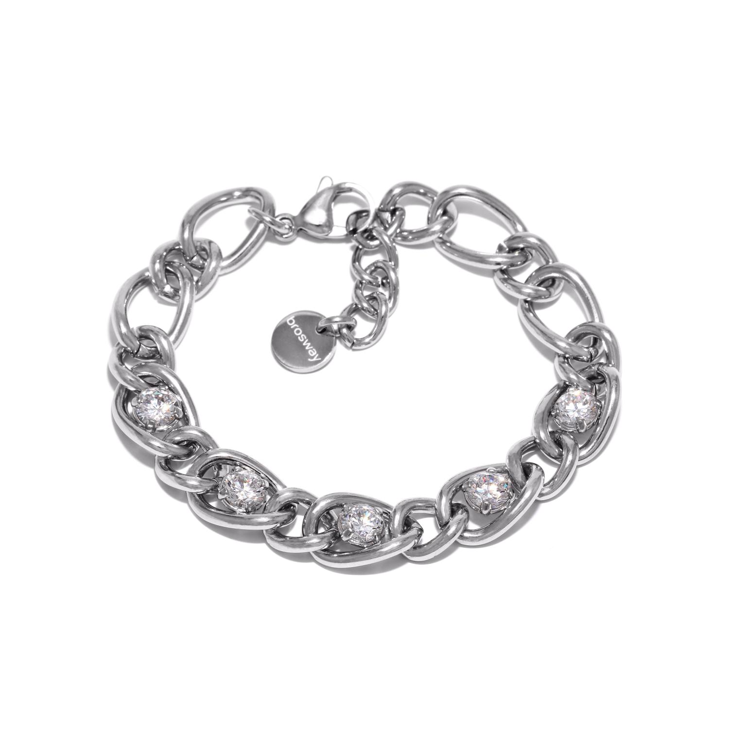 Stainless steel bracelet with cubic zirconia