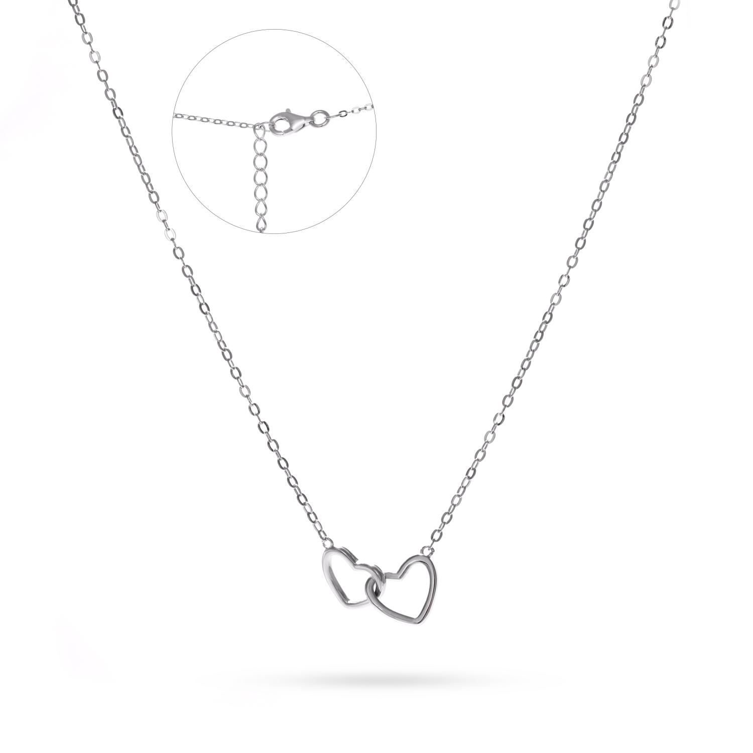 Silver necklace with interlocked hearts