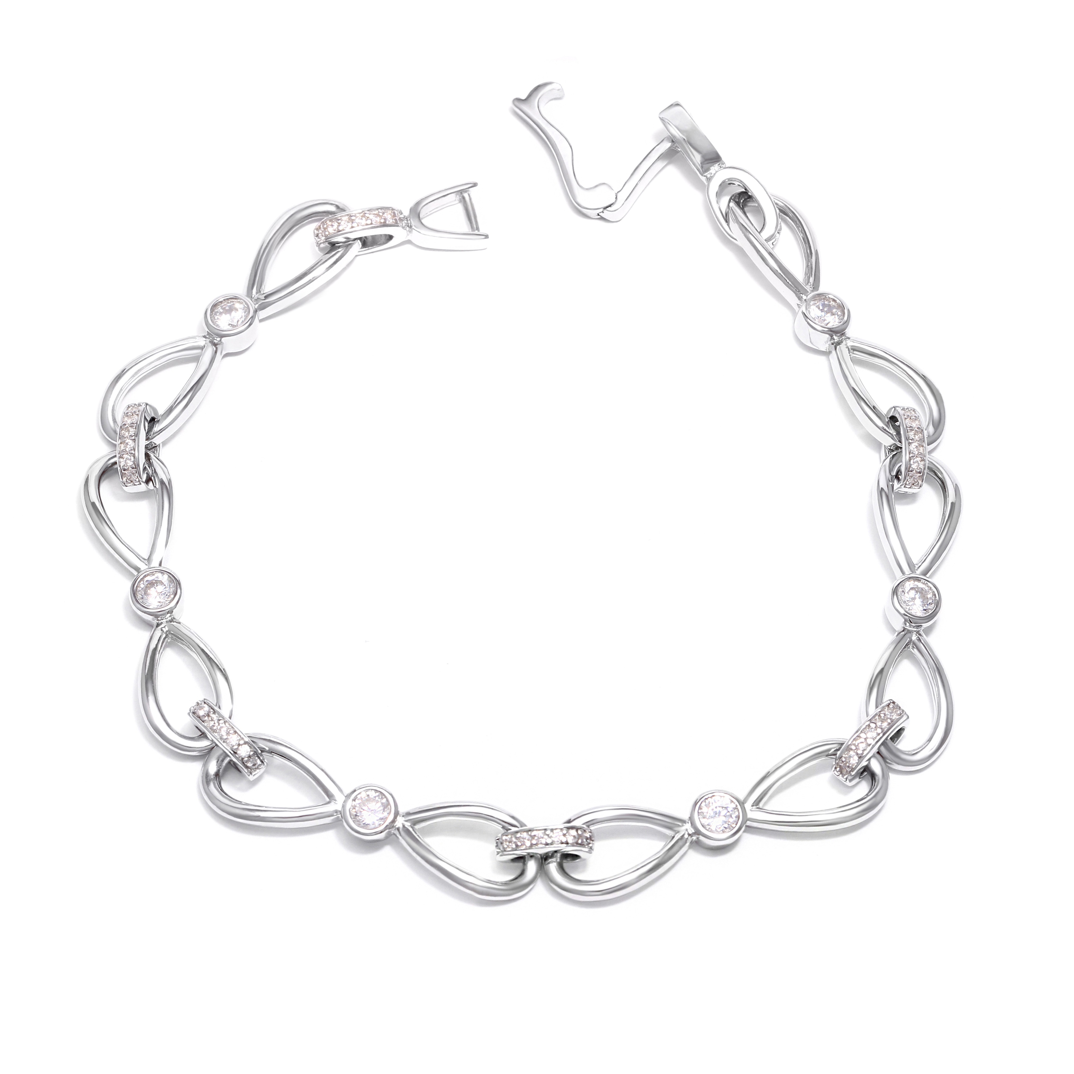 Silver bracelet with bow-shaped links