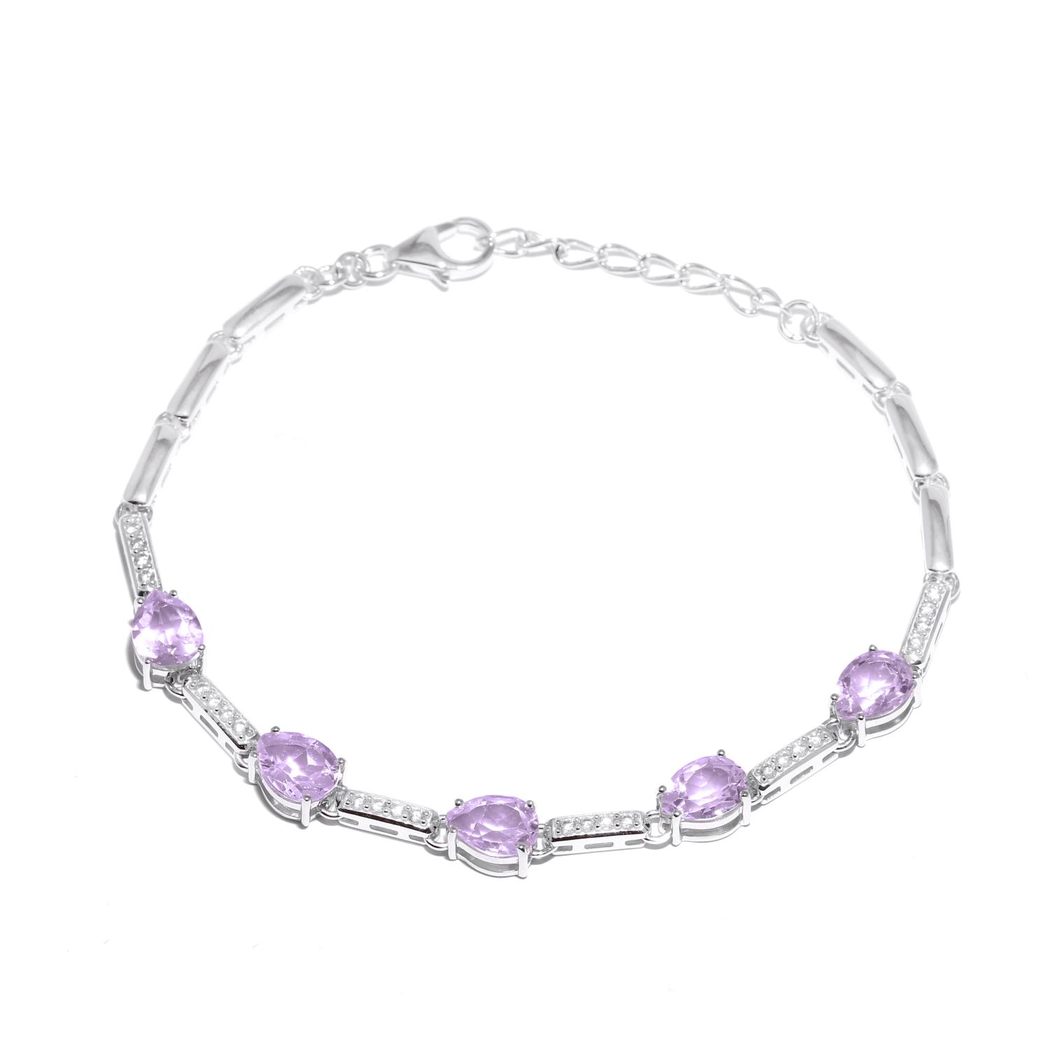 Серебряный браслет с аметистом и кубическим цирконием