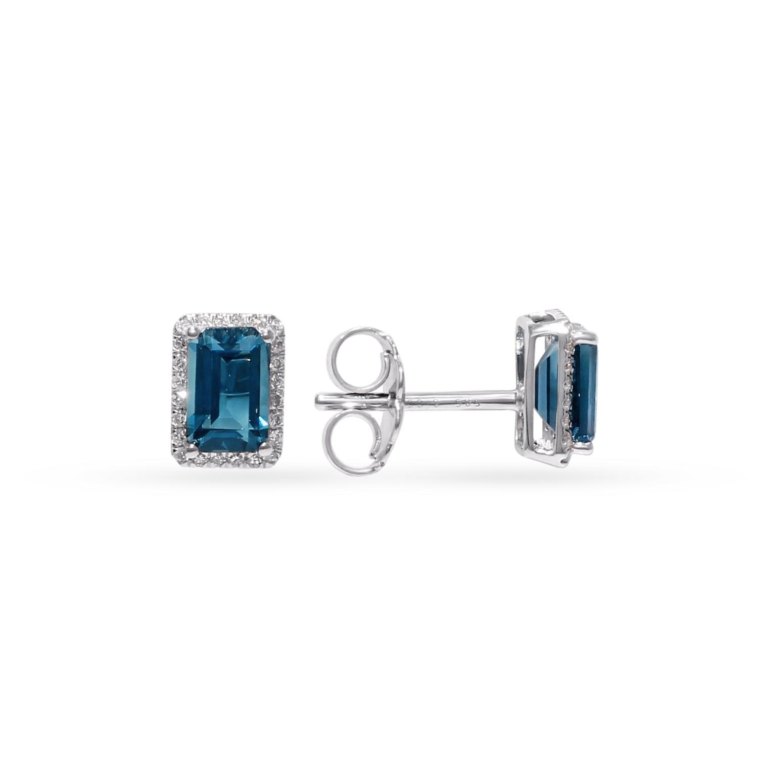 White gold earrings with topaz and diamonds