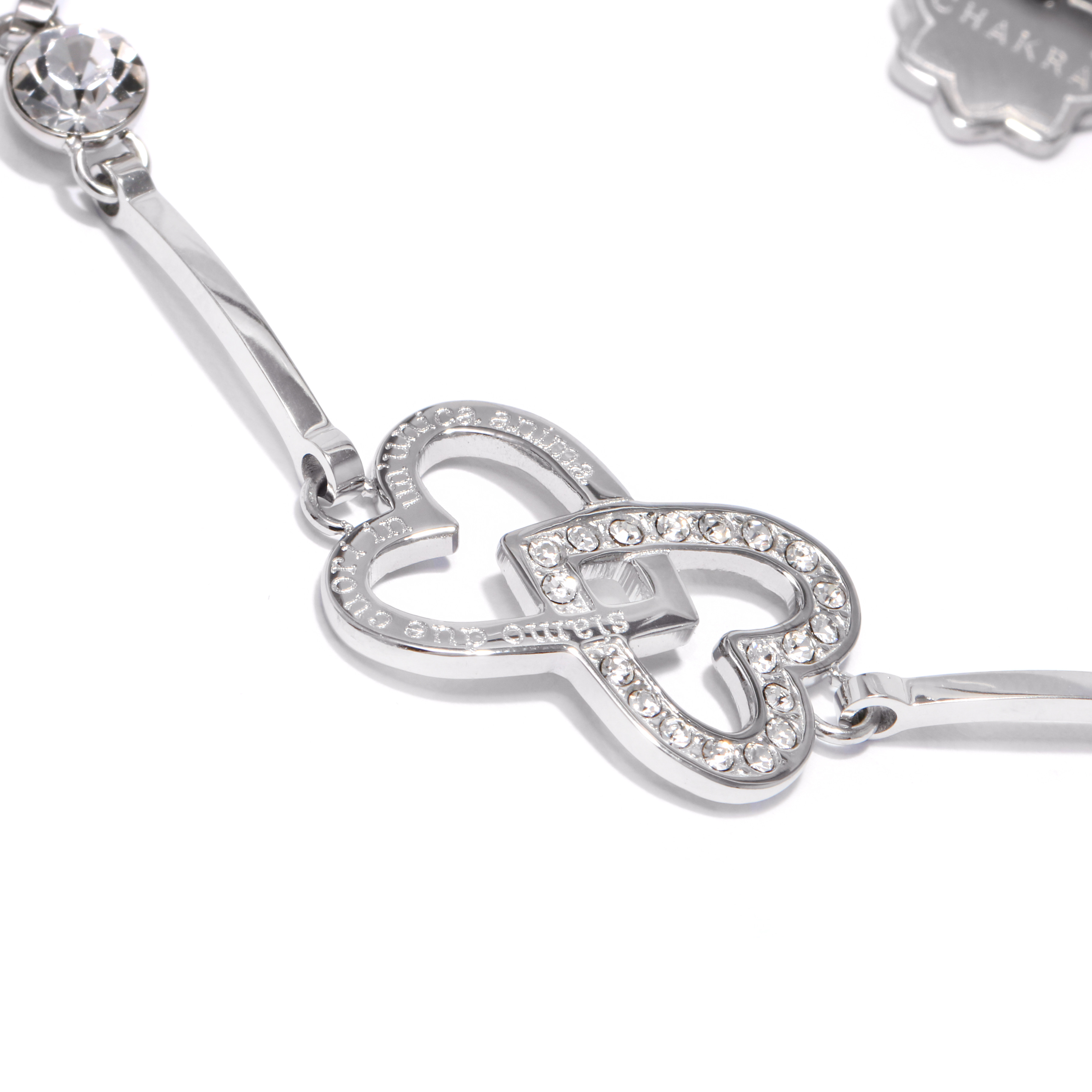 Stainless steel bracelet with crystals "Hearts"