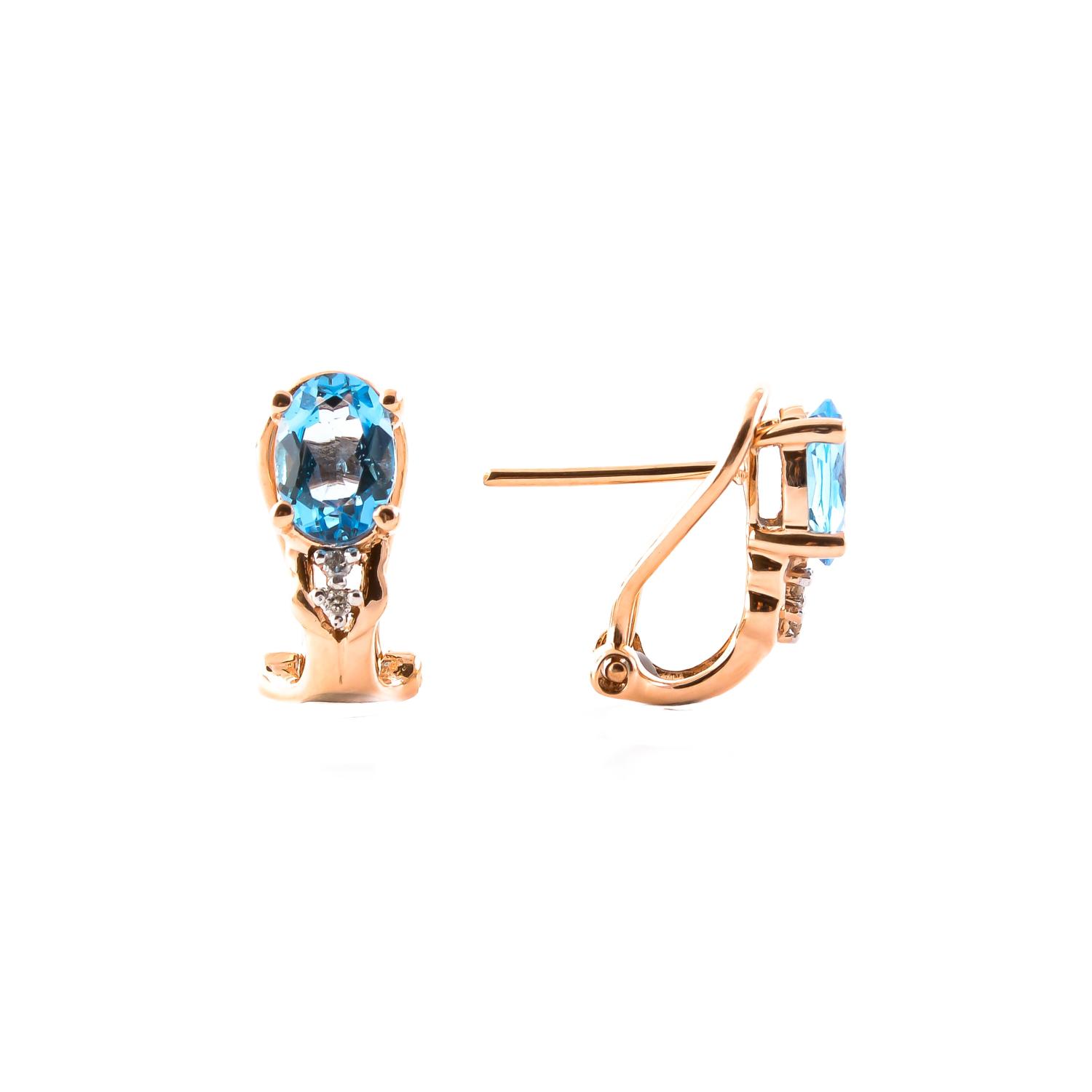 Gold earrings with topaz and diamonds