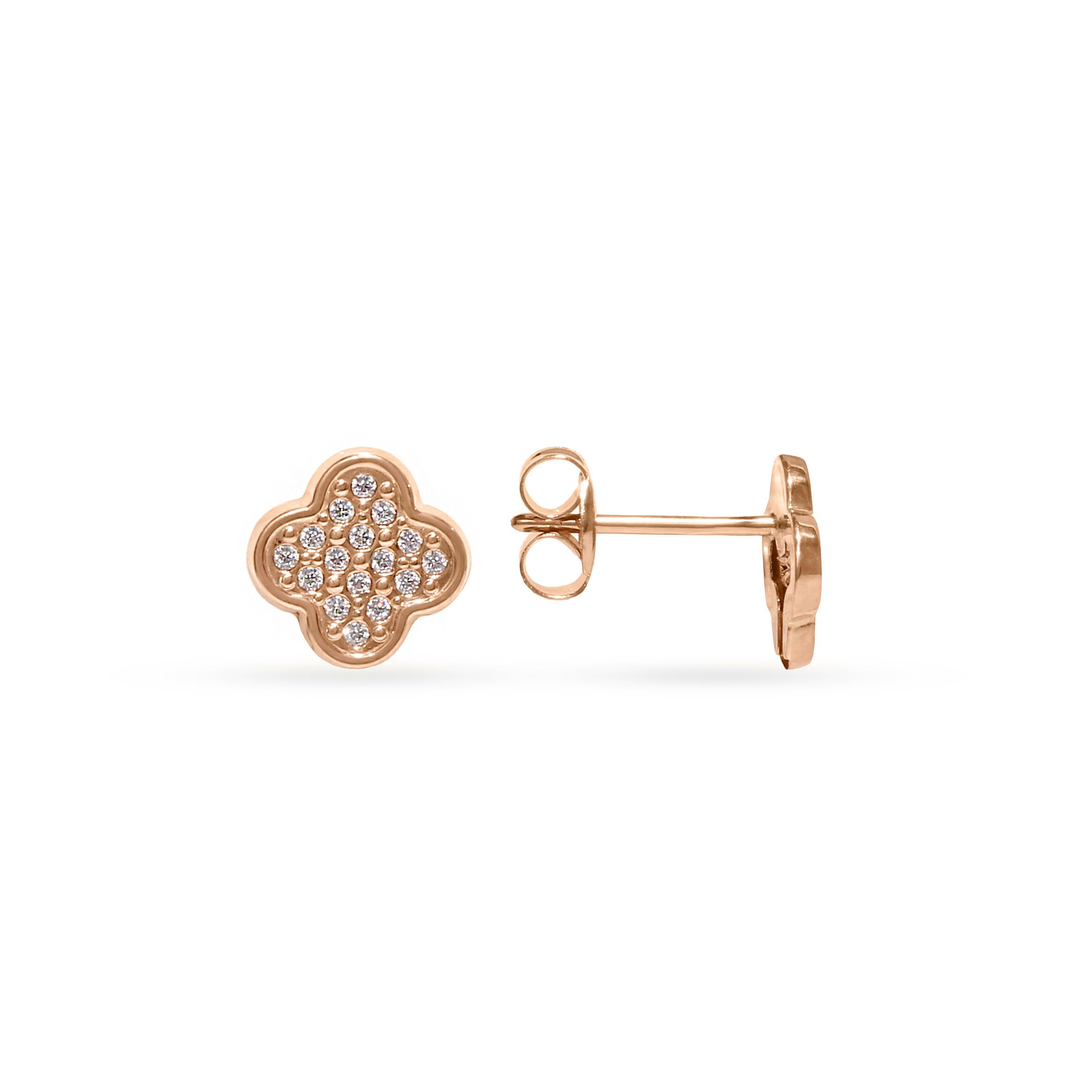 Gold stud clover earrings