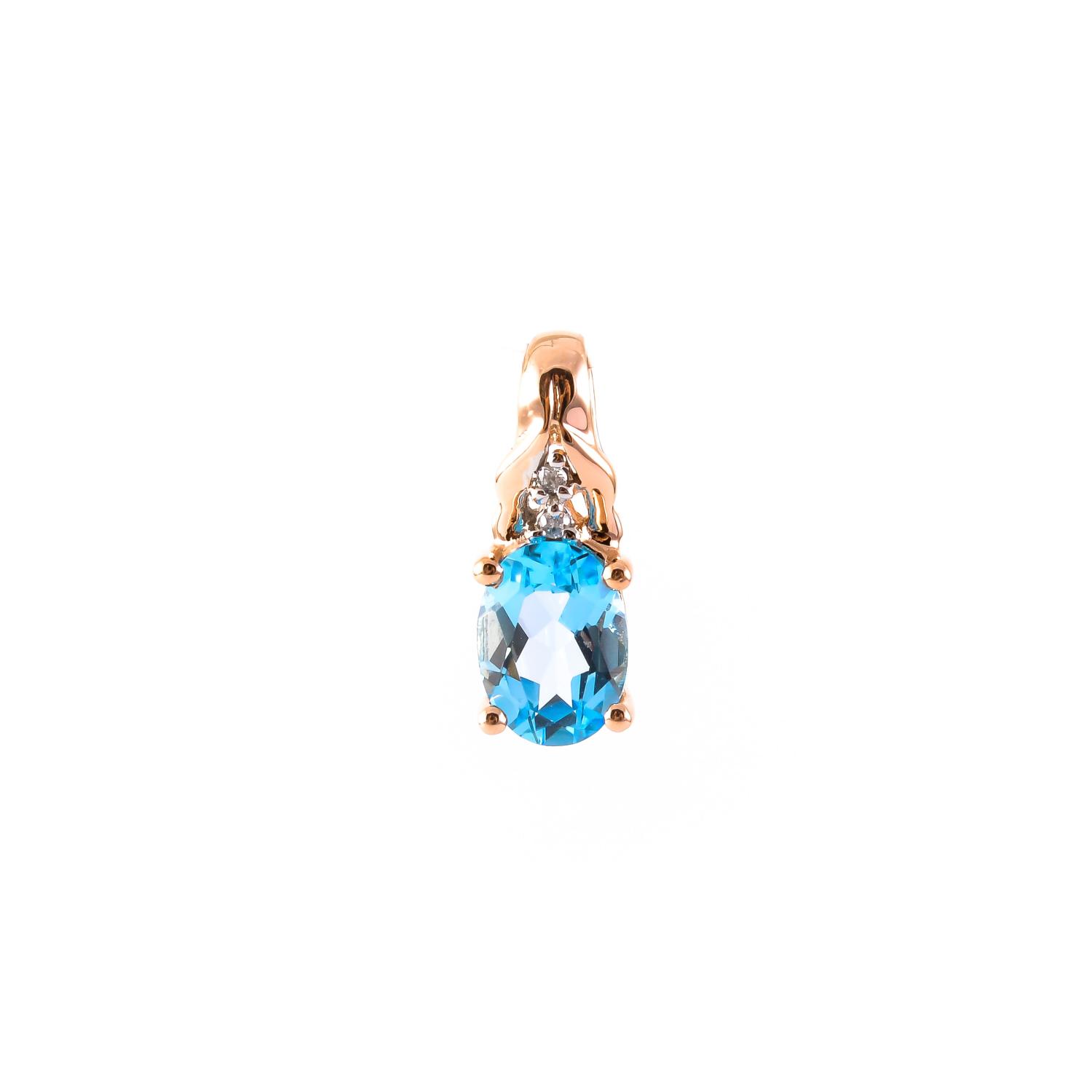 Gold pendant with topaz and diamonds