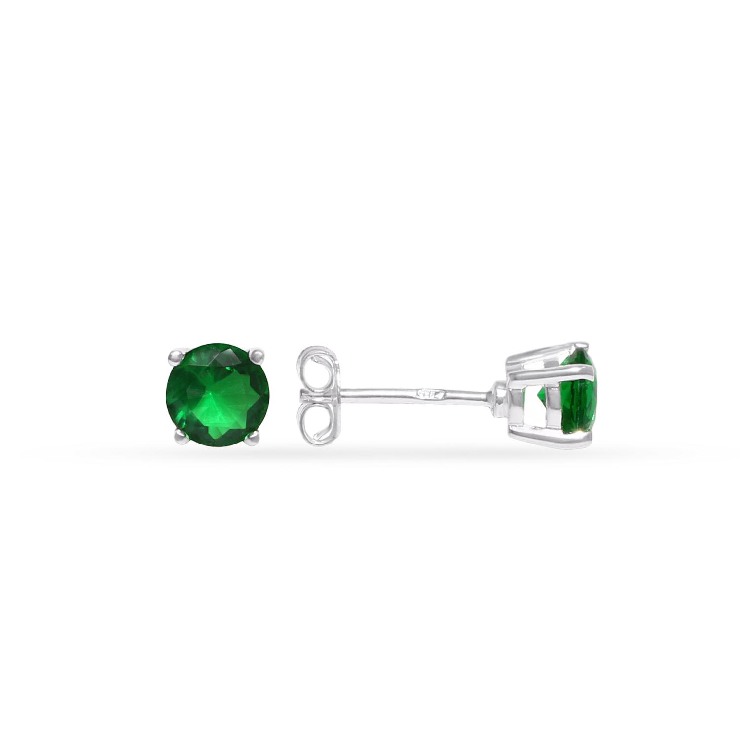 Silver earrings with green cubic zirconia