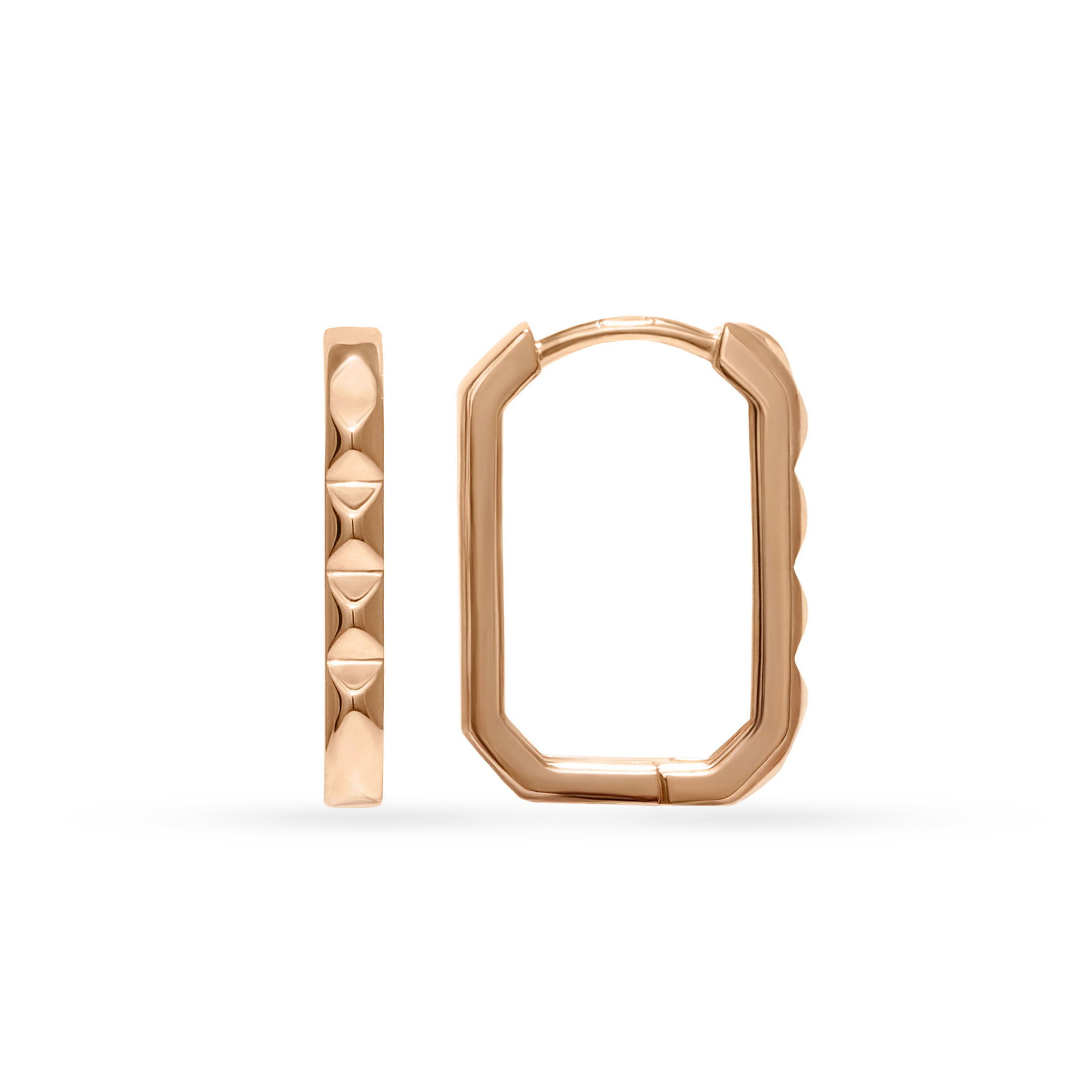 Gold earrings with textured pattern