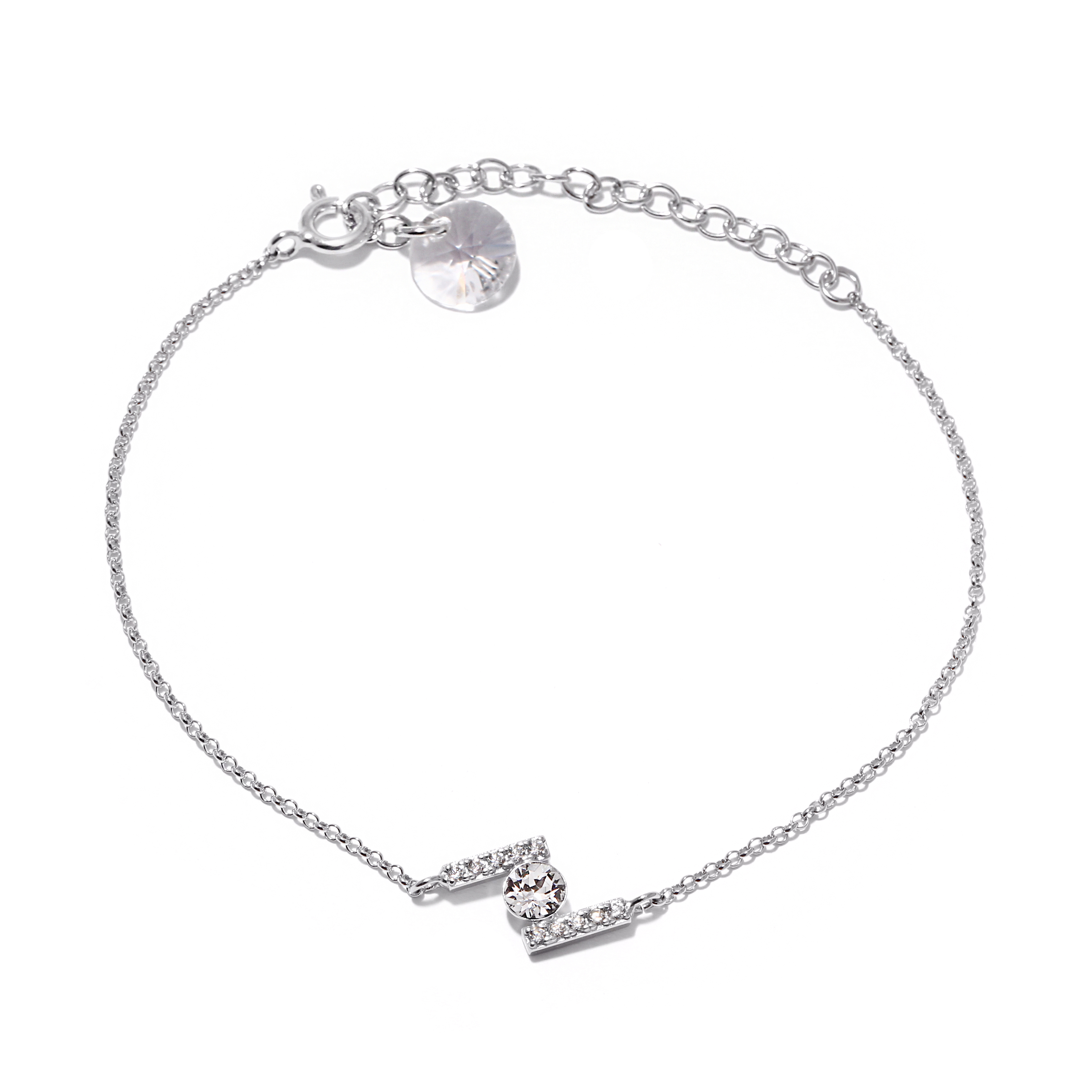 Silver bracelet with Swarovski crystals