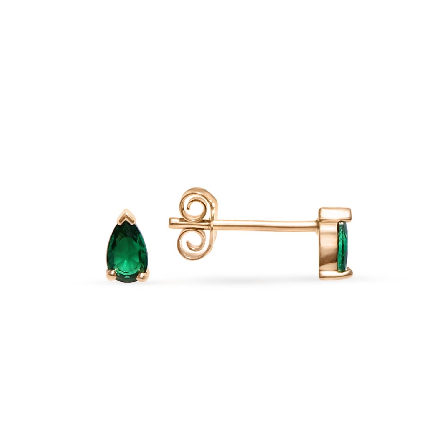 Gold plated earrings with green cubic zirconia