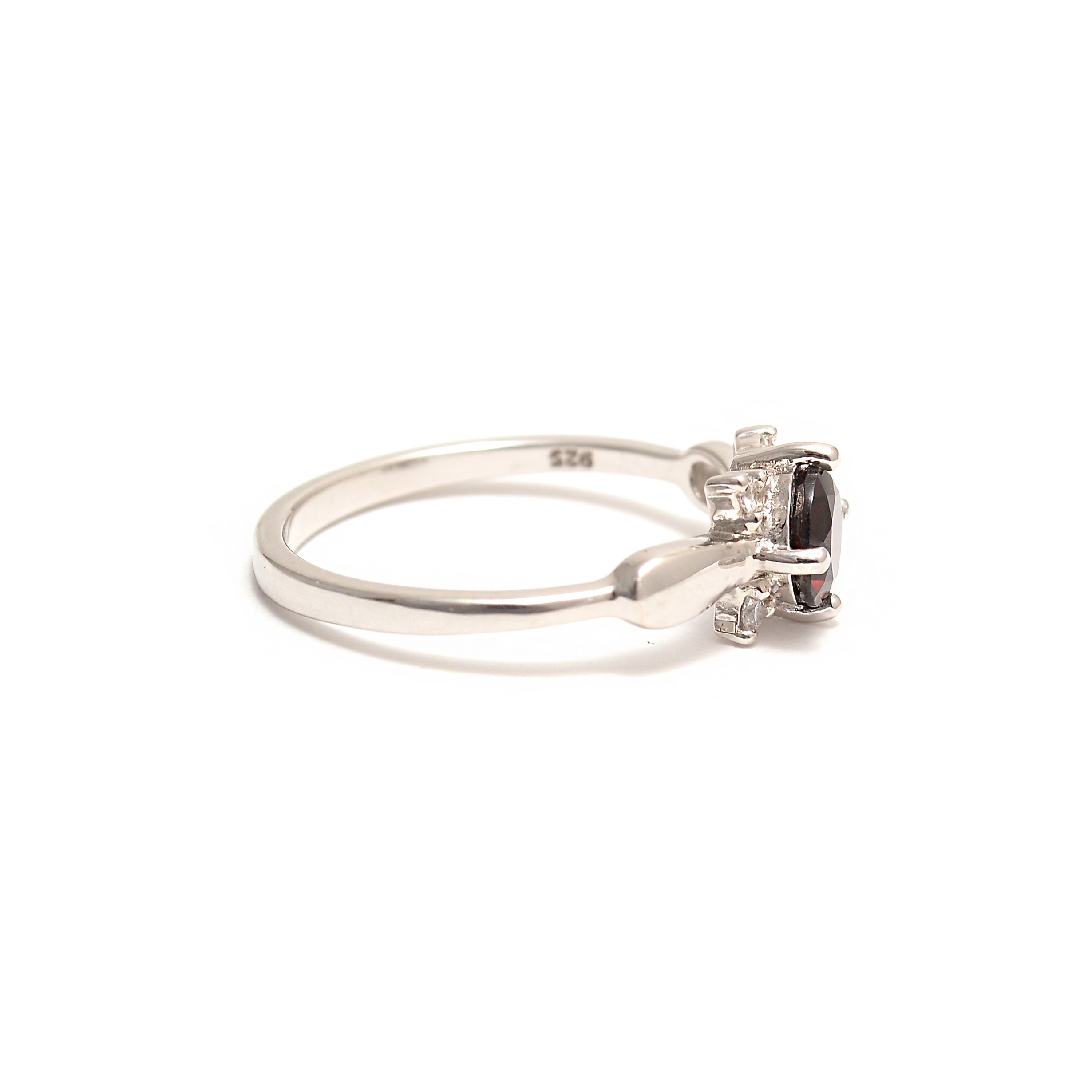 Silver ring with garnet