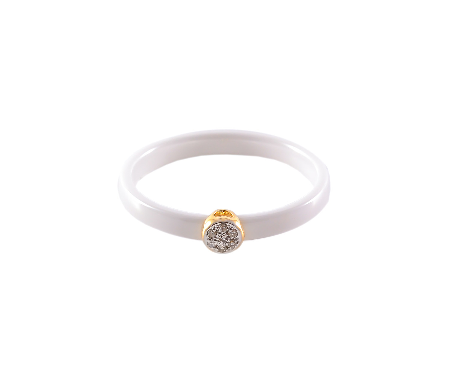 Ceramic ring with yellow gold and brilliant