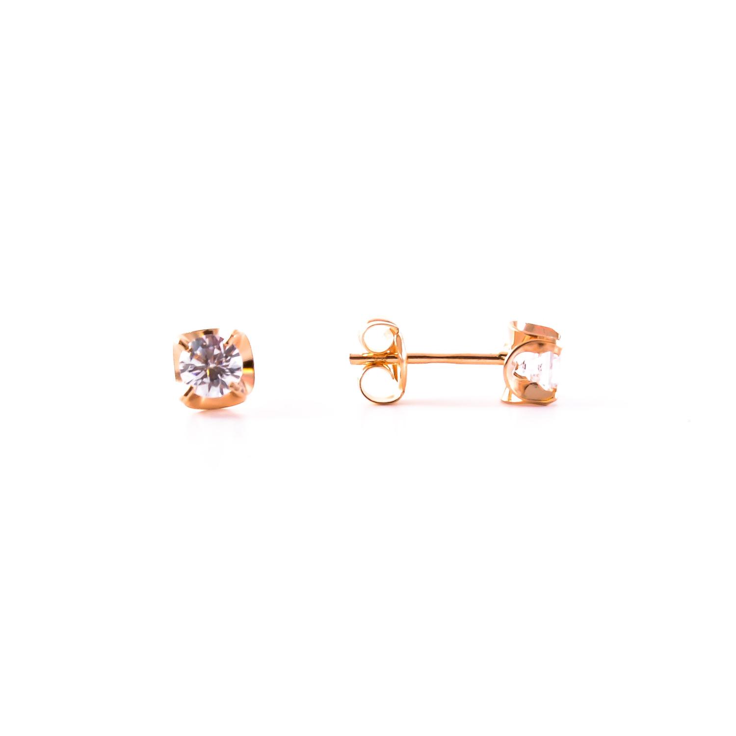 Round gold earrings with cubic zirconia