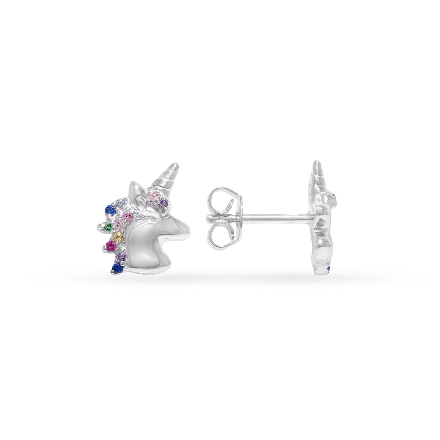 Silver earrings with cubic zirconia "Unicorn"