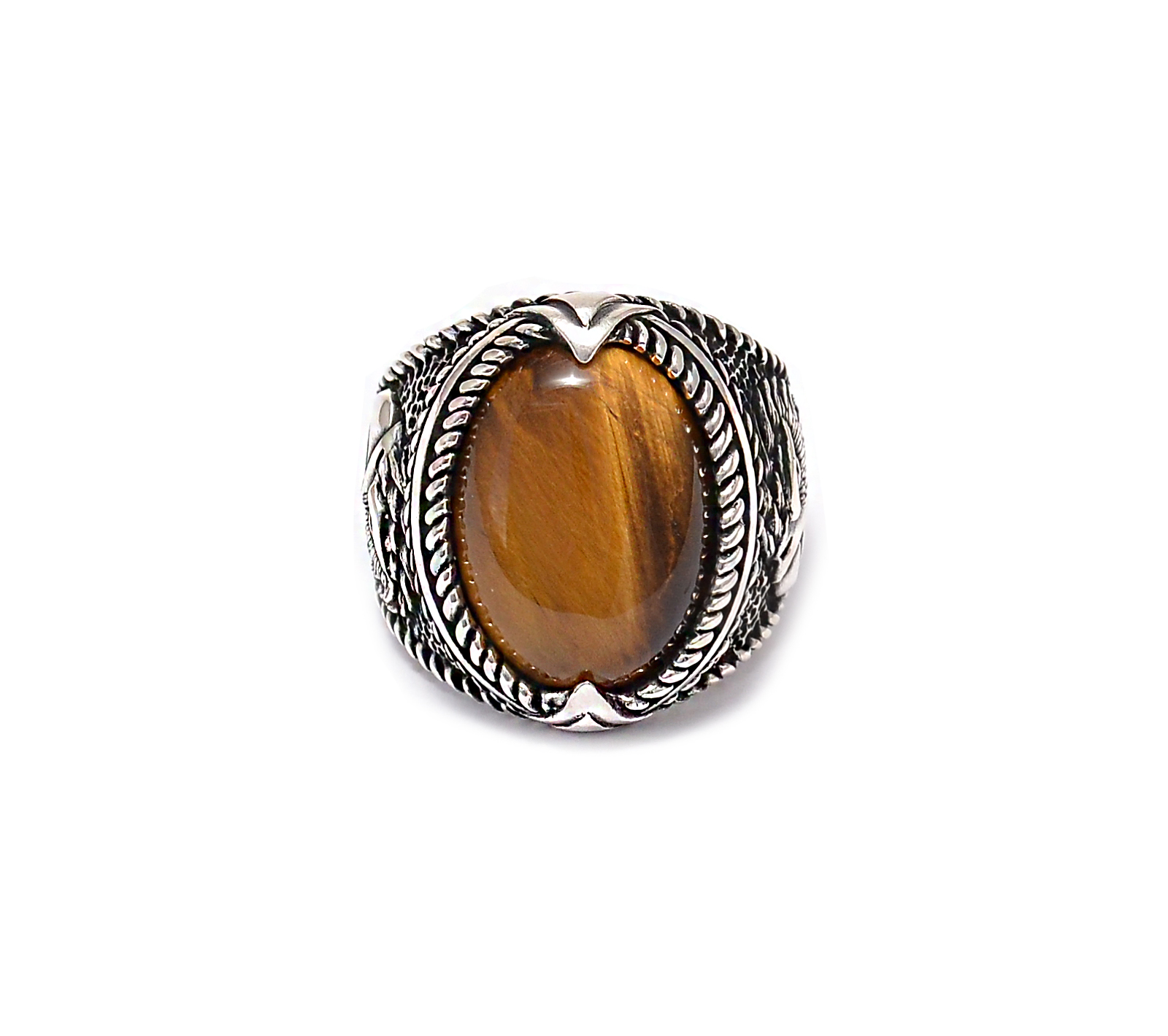 Серебряное кольцо с тигровым глазом