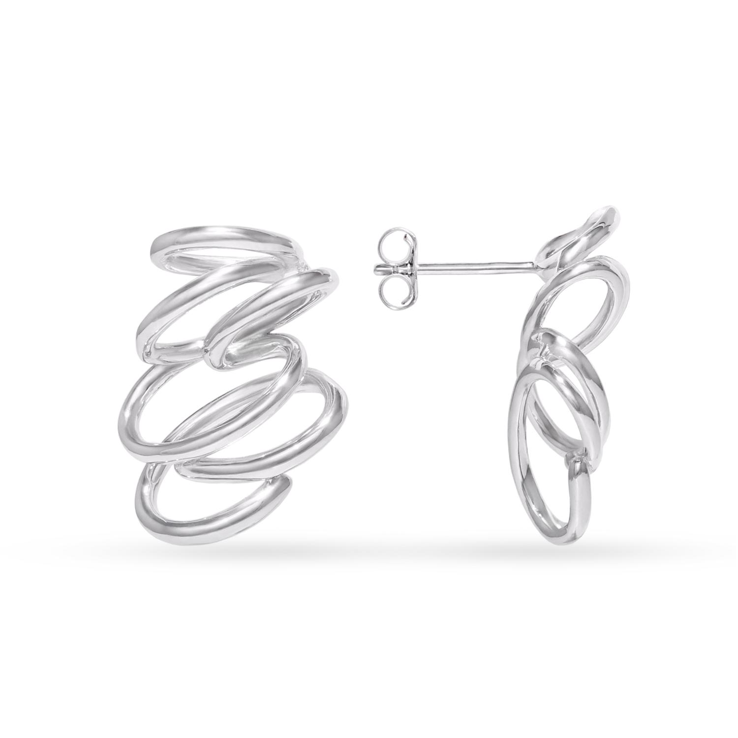 Silver earrings in spiral shape