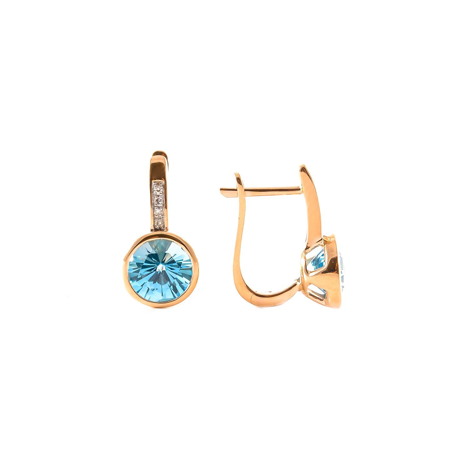 Gold earrings with topaz and diamonds