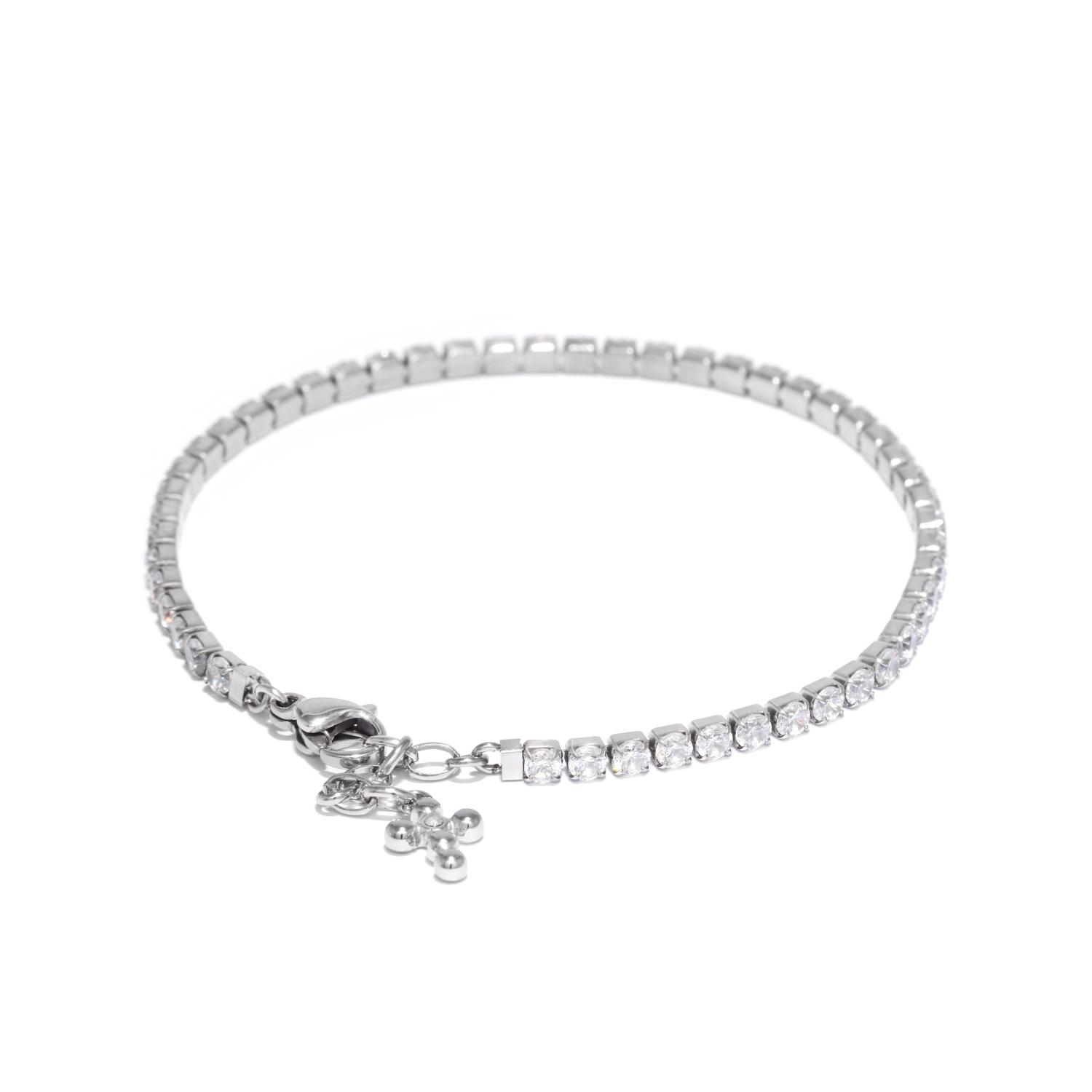 Stainless steel bracelet with cubic zirconia