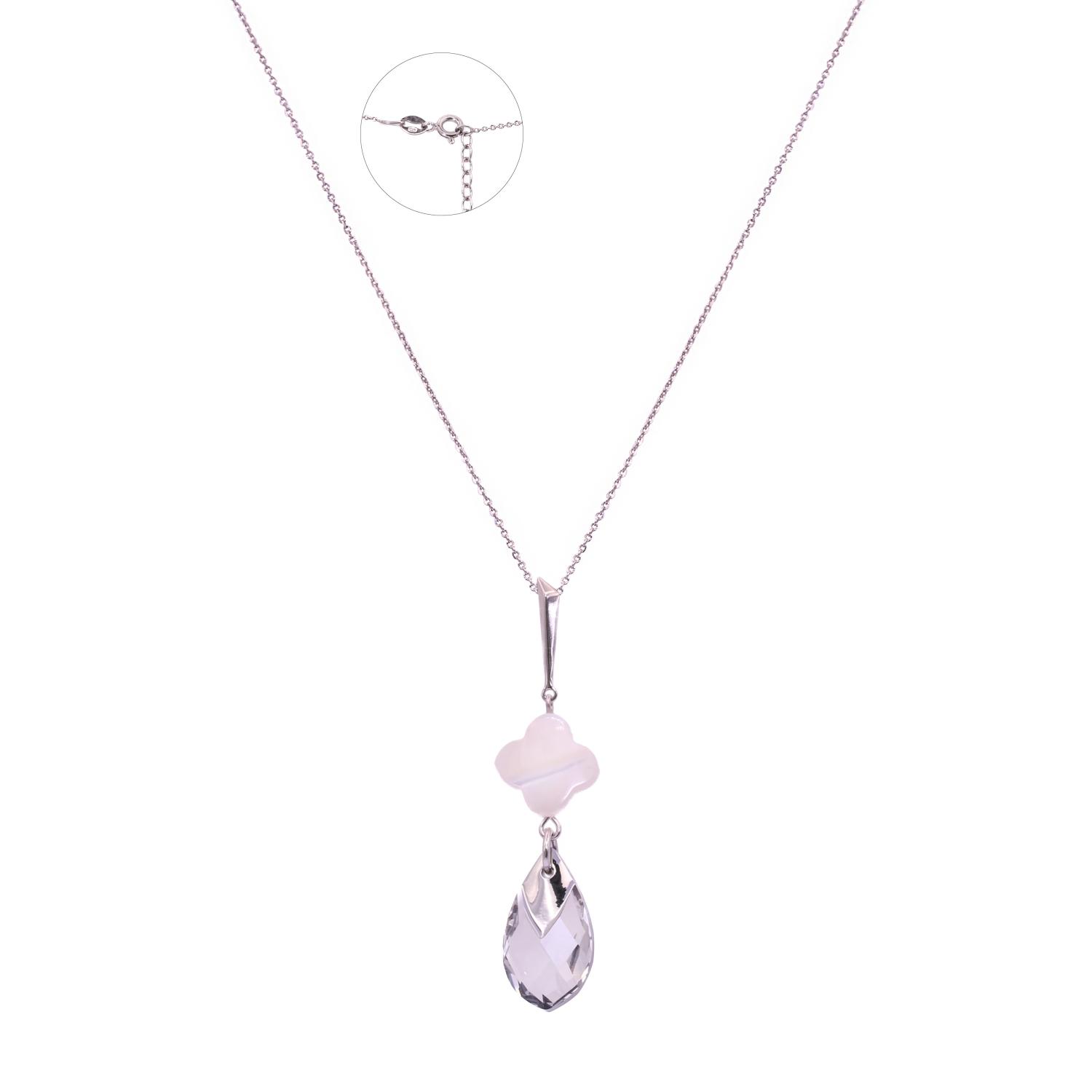 Silver necklace with Swarovski crystal and mother of pearl