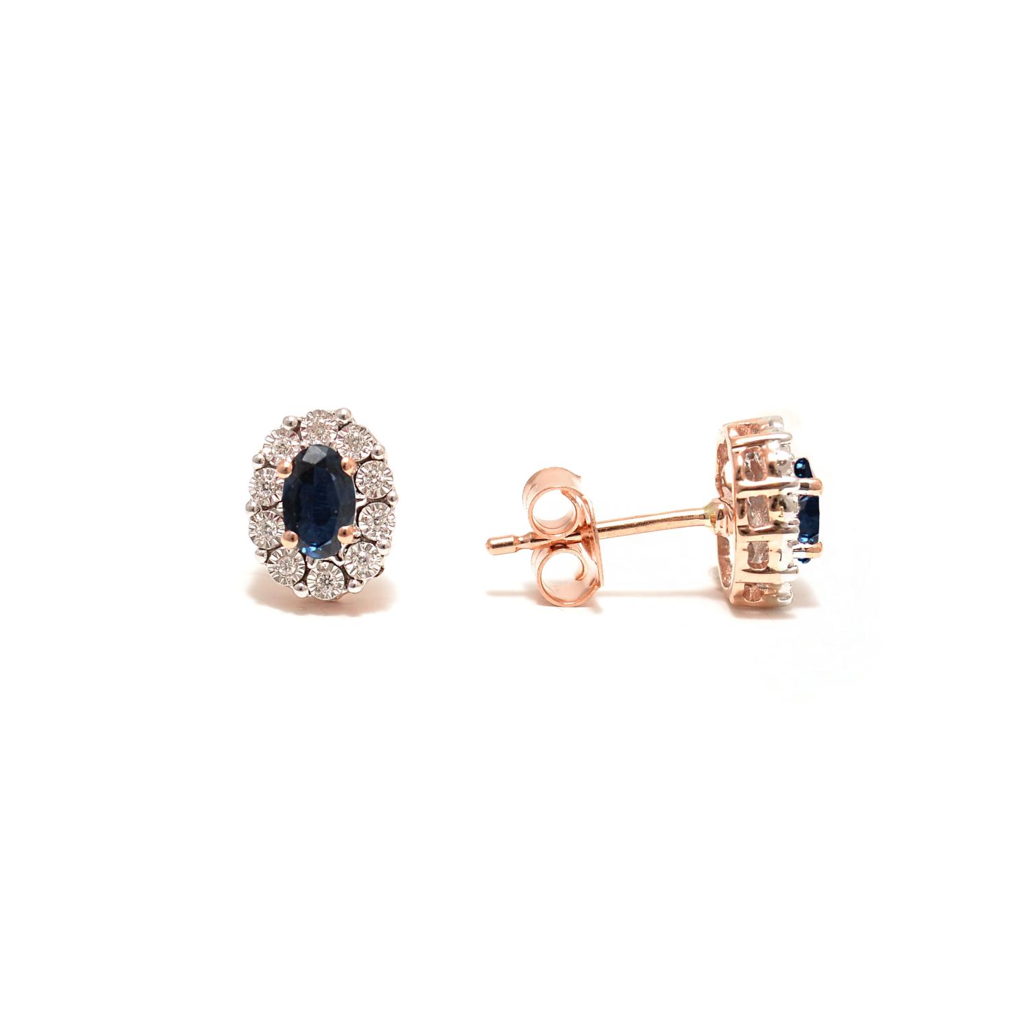 Red gold earrings with sapphire and diamonds