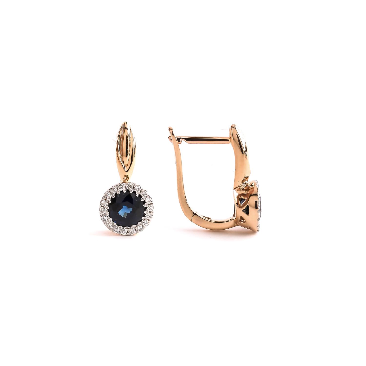Gold earrings with sapphires and diamonds