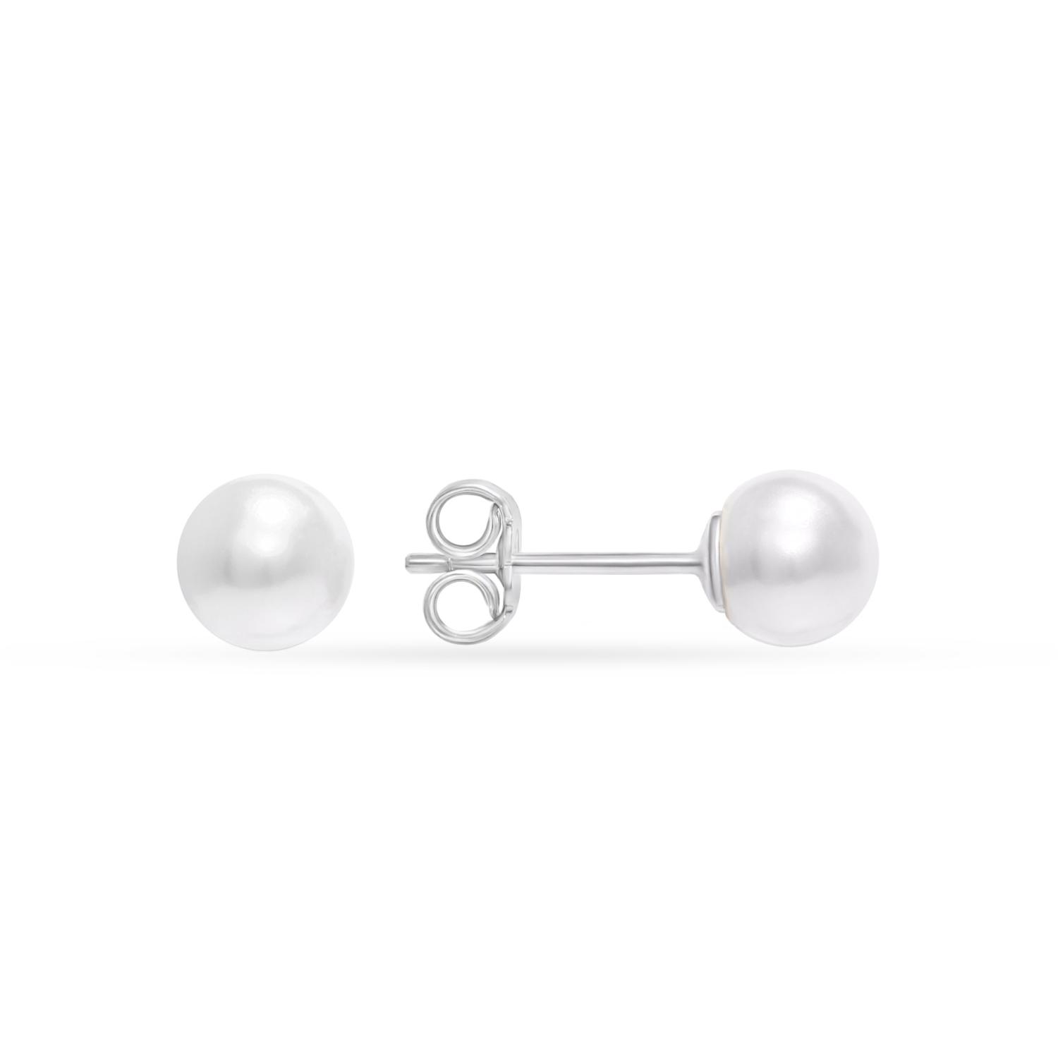 Silver earrings with pearl imitation