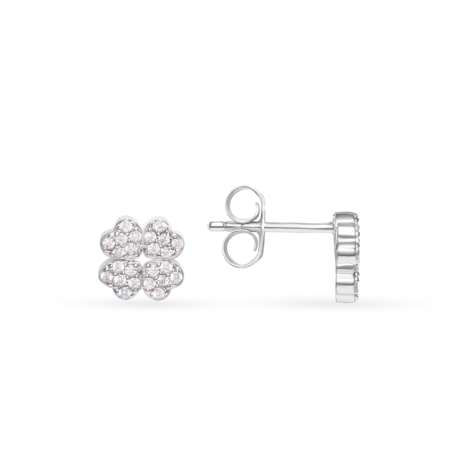 Silver four-leaf clover earrings