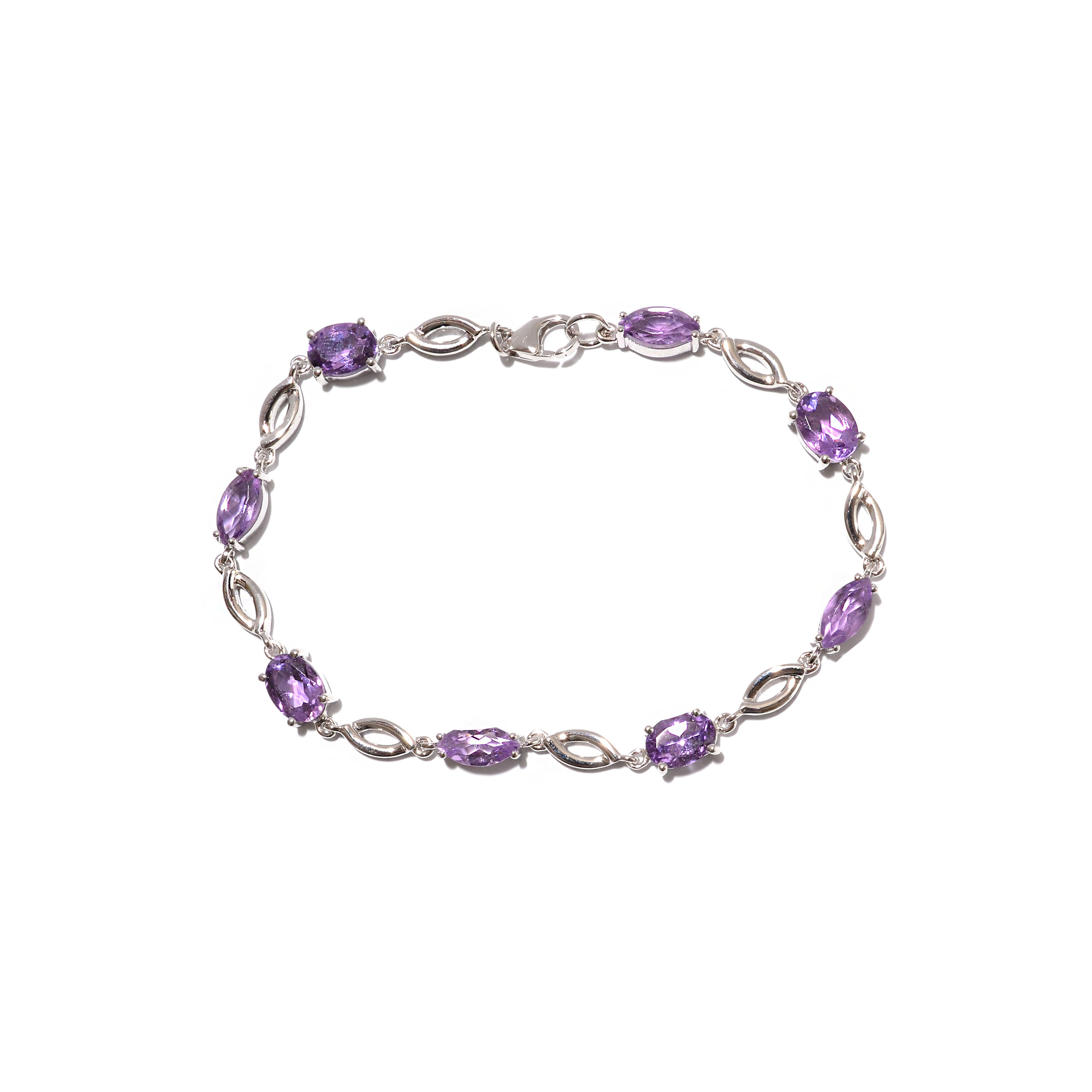 Silver bracelet with amethyst