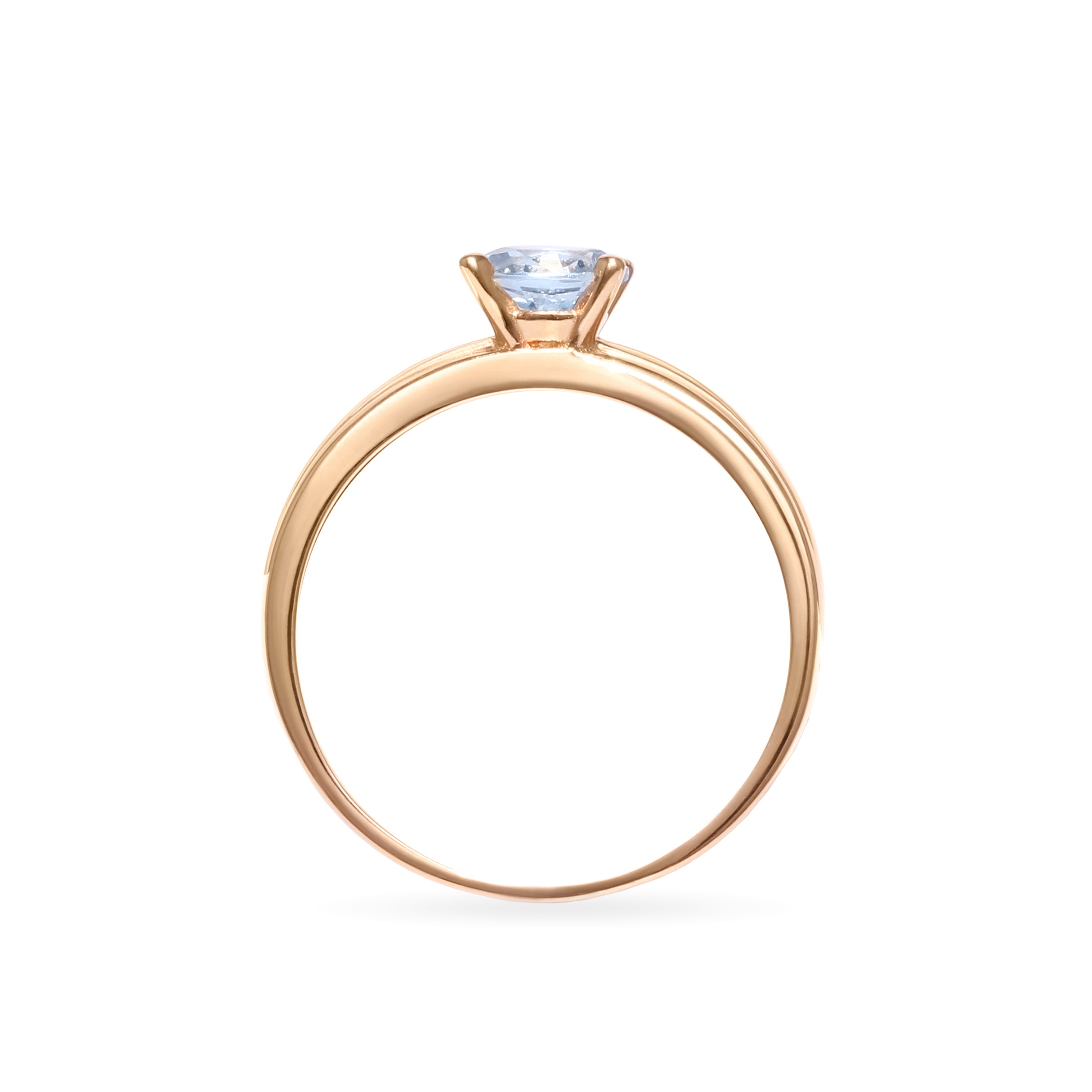 Gold ring with sky blue cubic zirconia