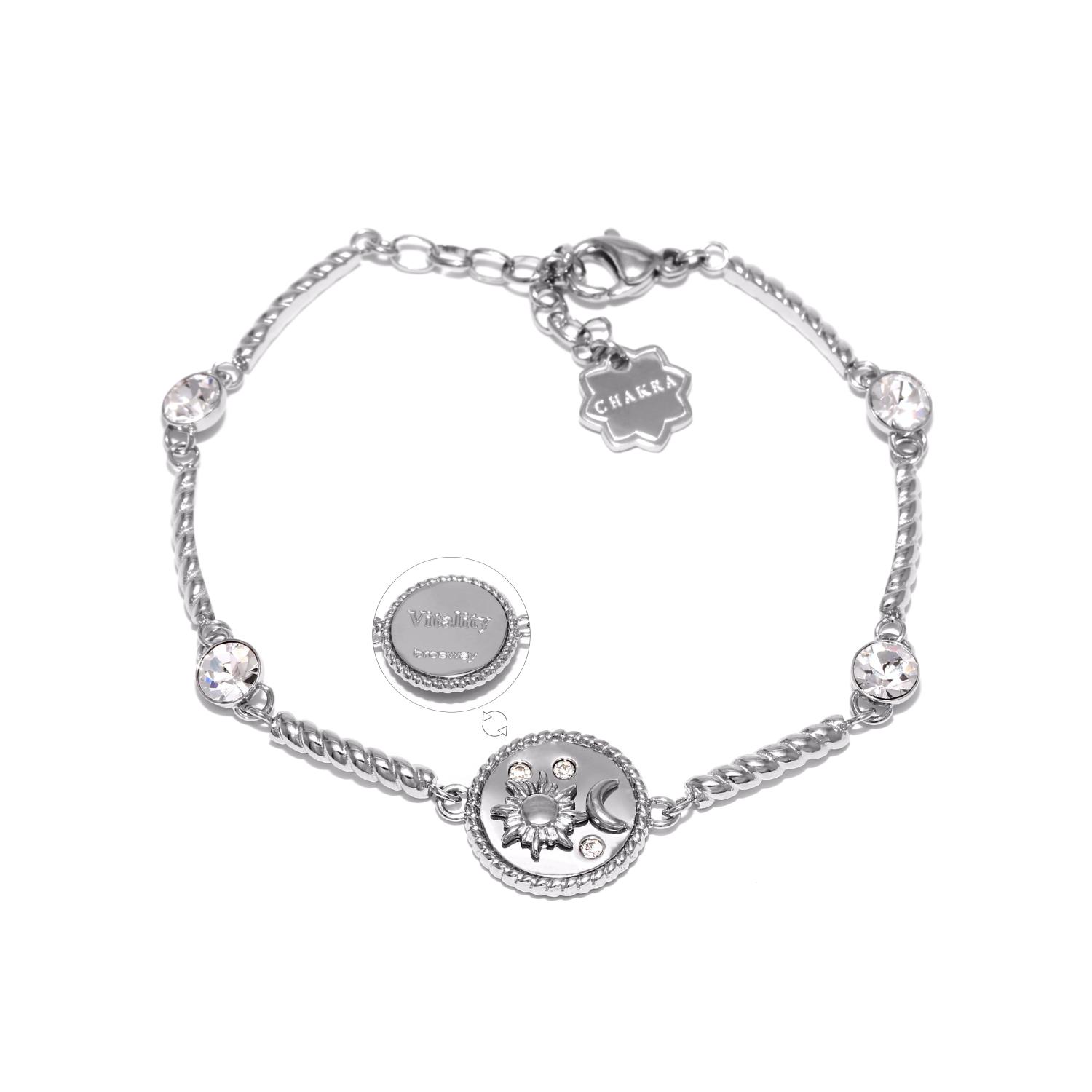Steel bracelet with sun and moon symbols