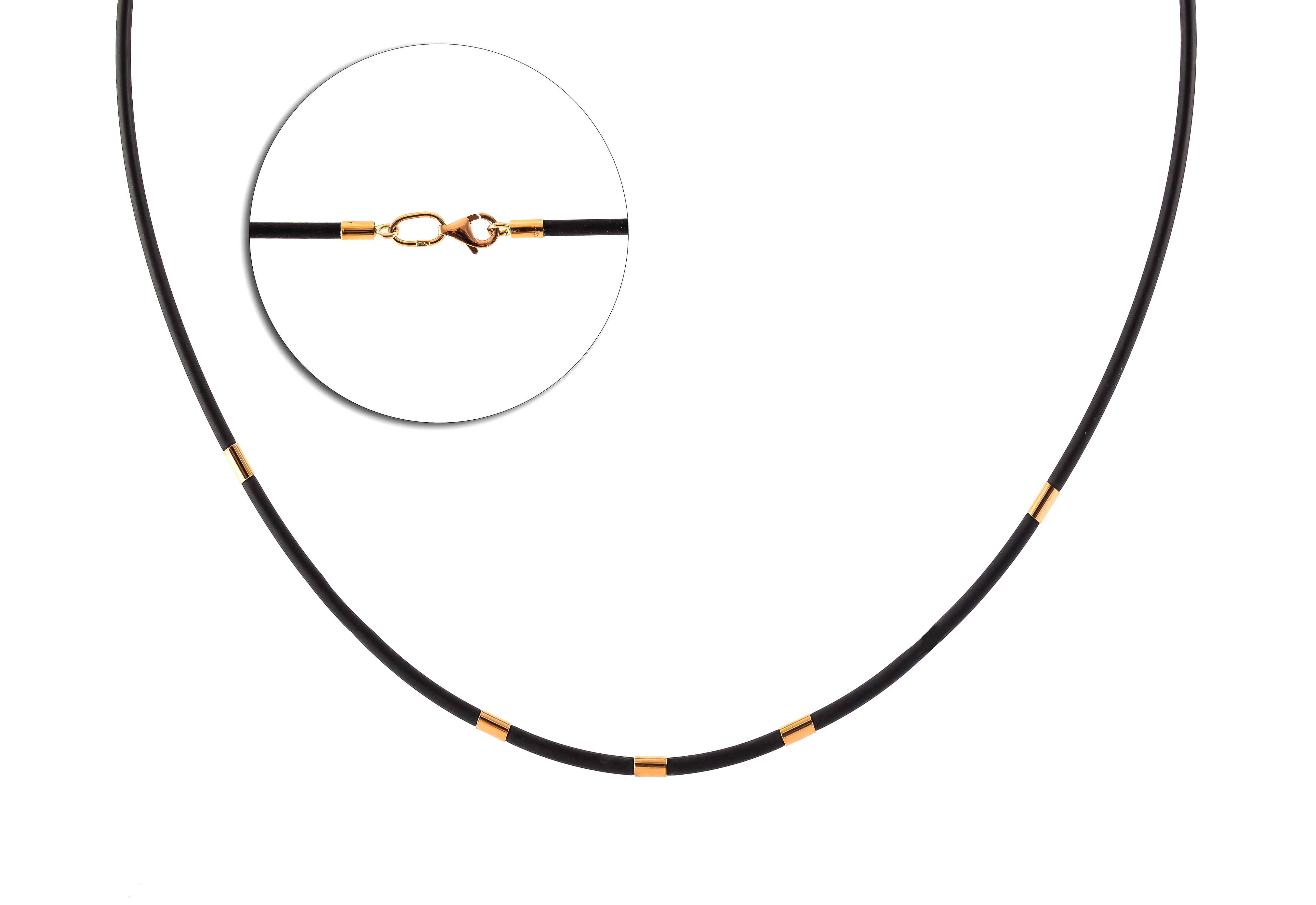 Черный каучуковый шнурок с золотыми вставками 