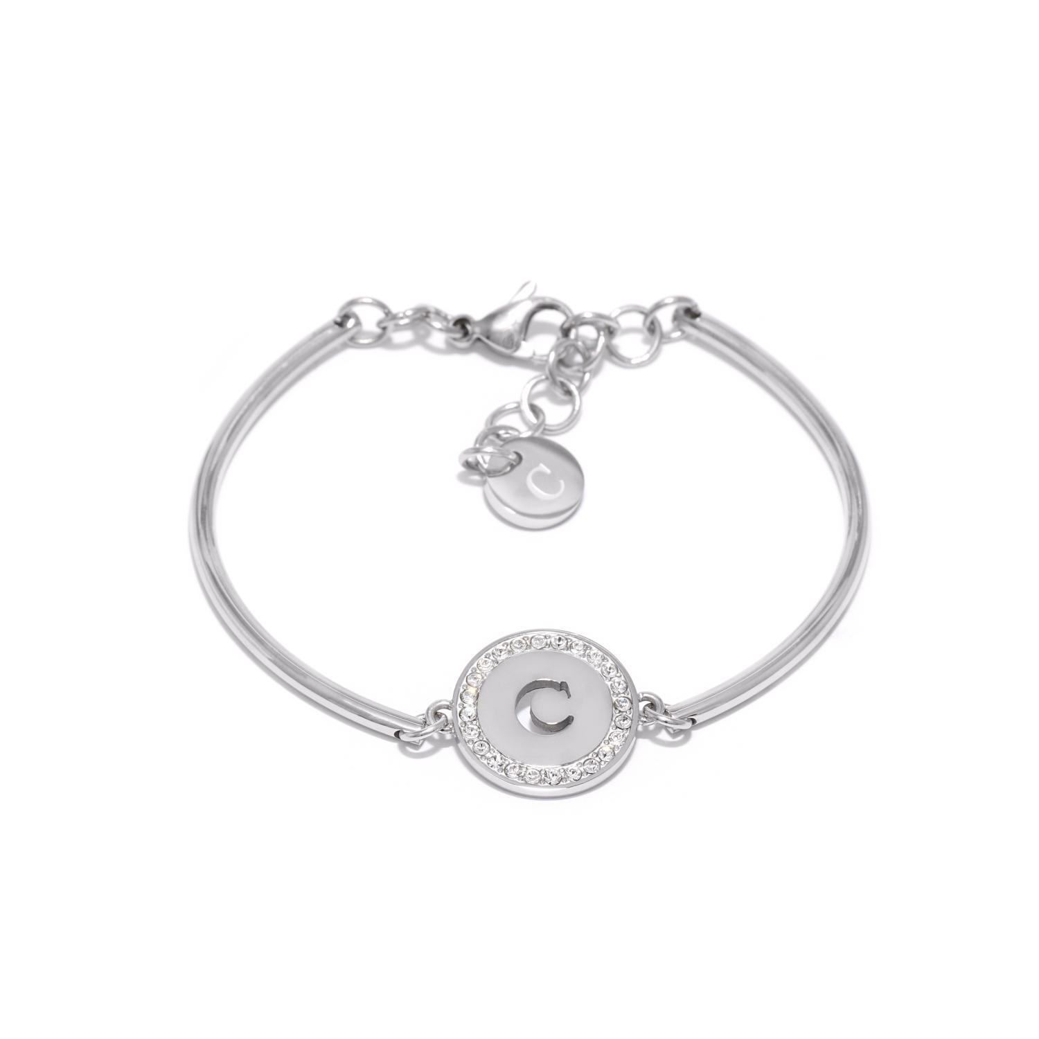 Stainless steel bracelet with Swarovski crystals "C"