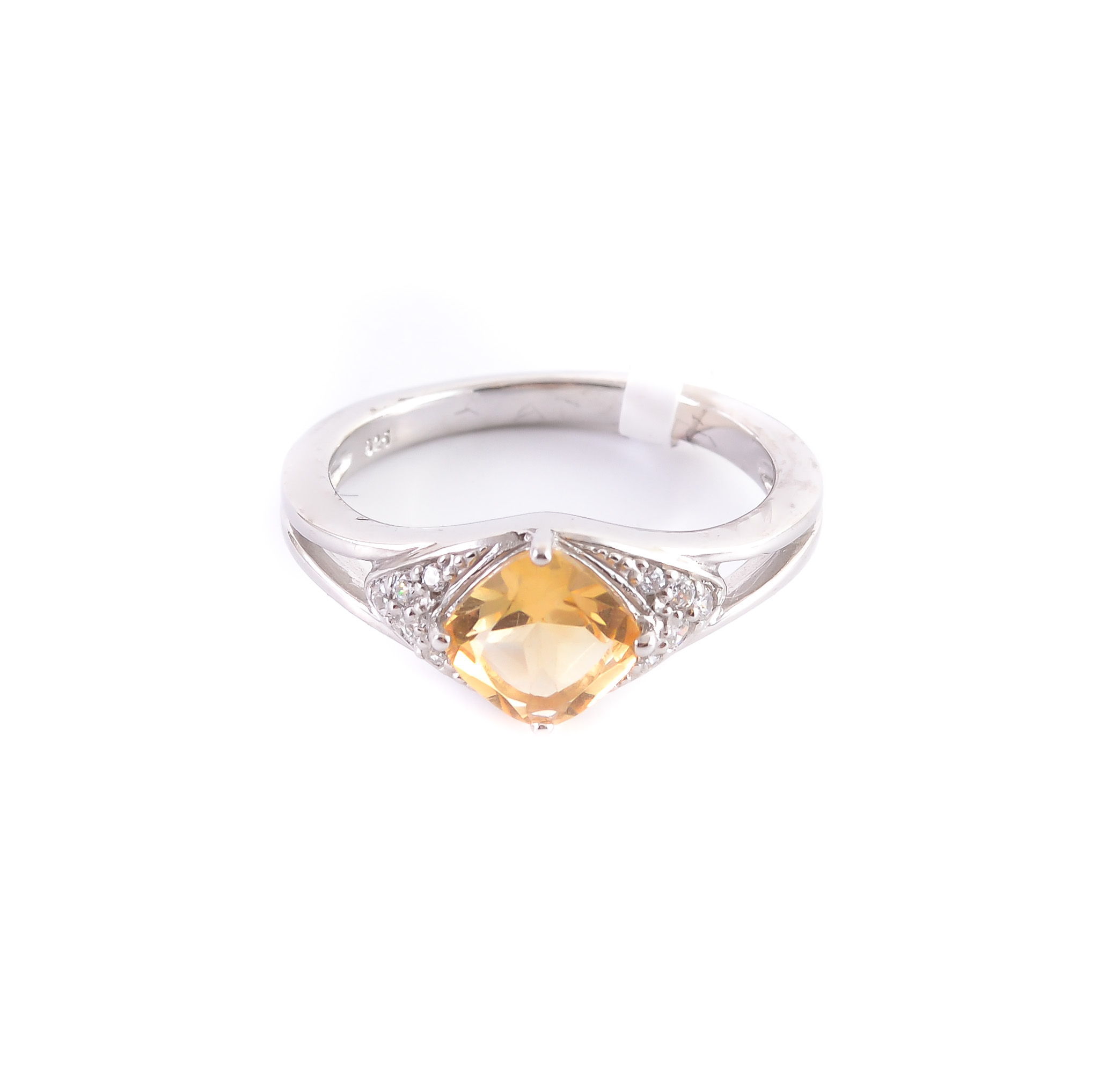 Серебряное кольцо с цитрином и кубическим цирконием