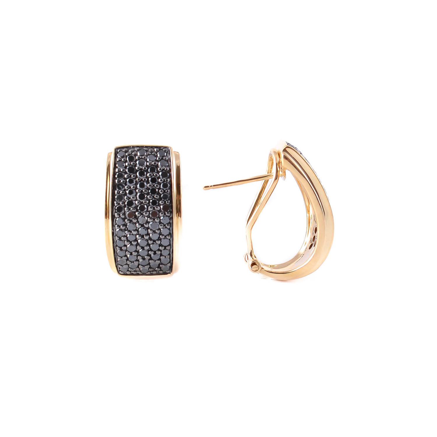 Gold earrings with black diamonds