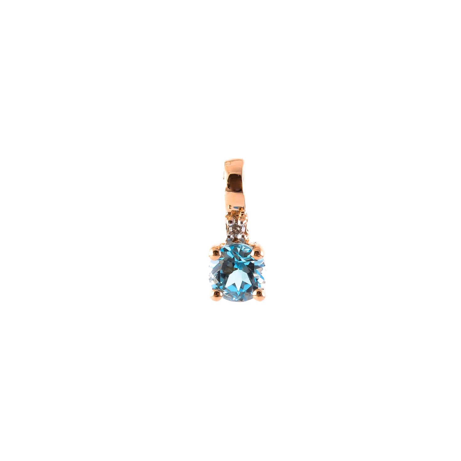 Gold pendant with blue topaz and diamond