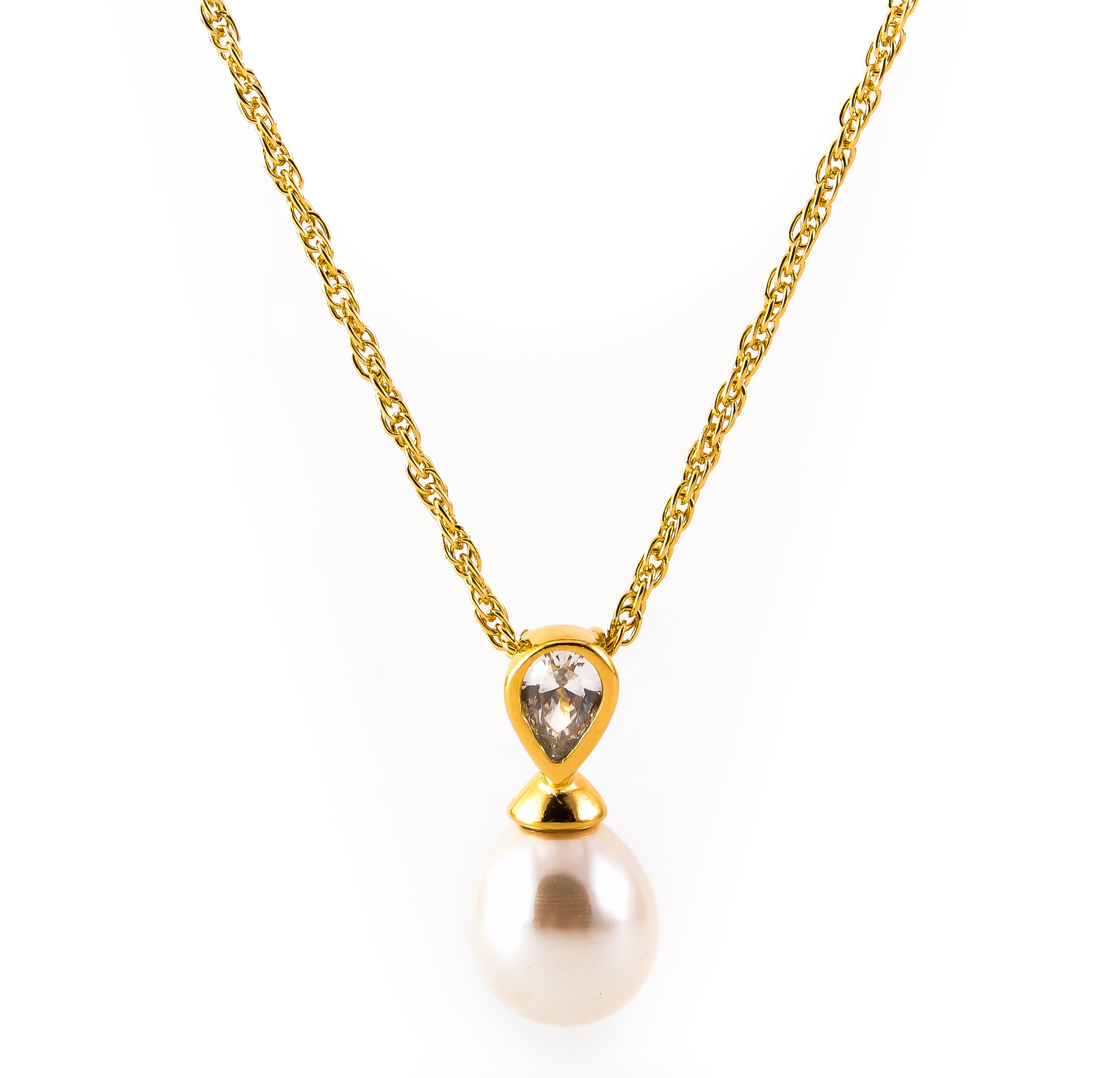 Gold plated silver necklace with pearl ''Majorica''