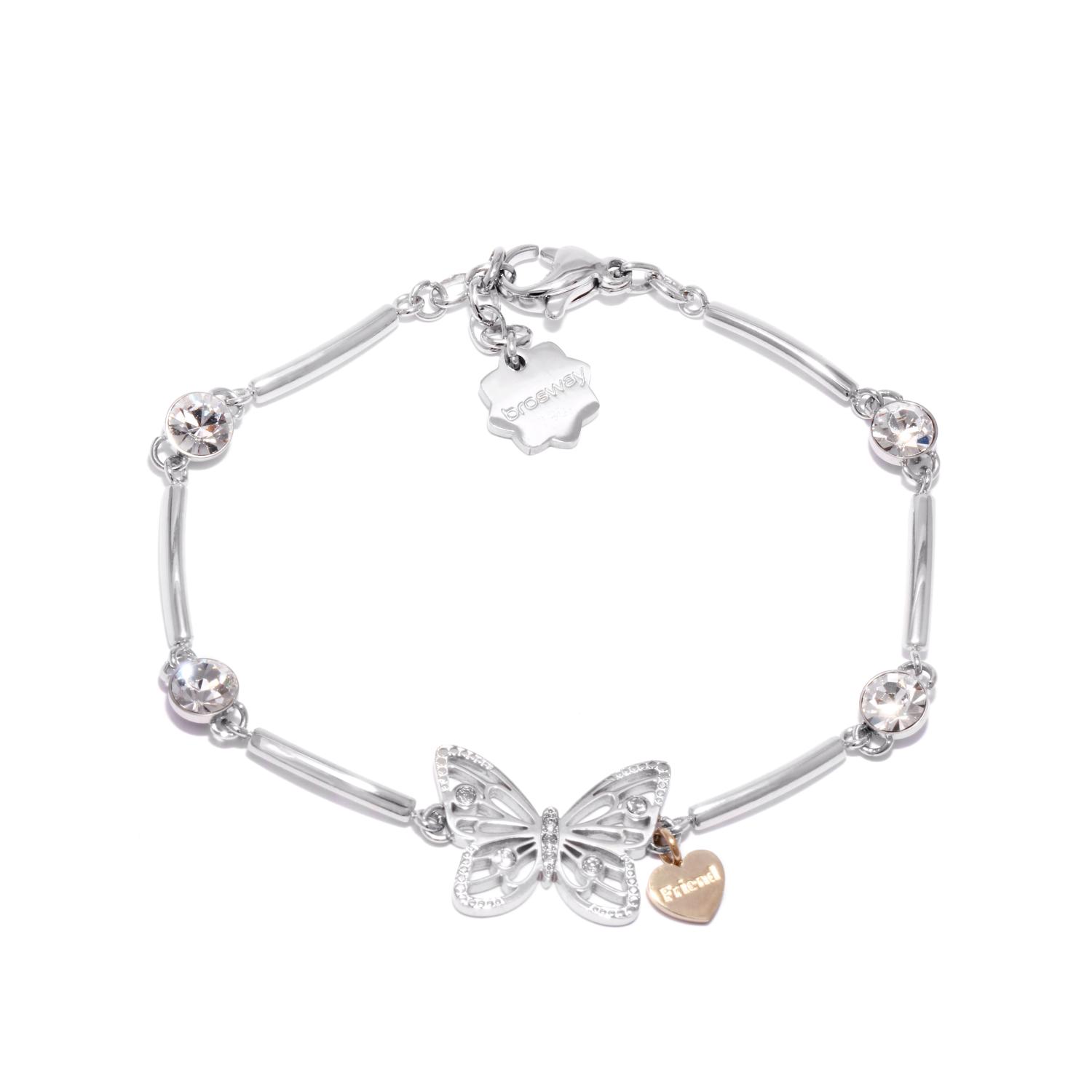 Stainless steel bracelet with a butterfly "Friend"