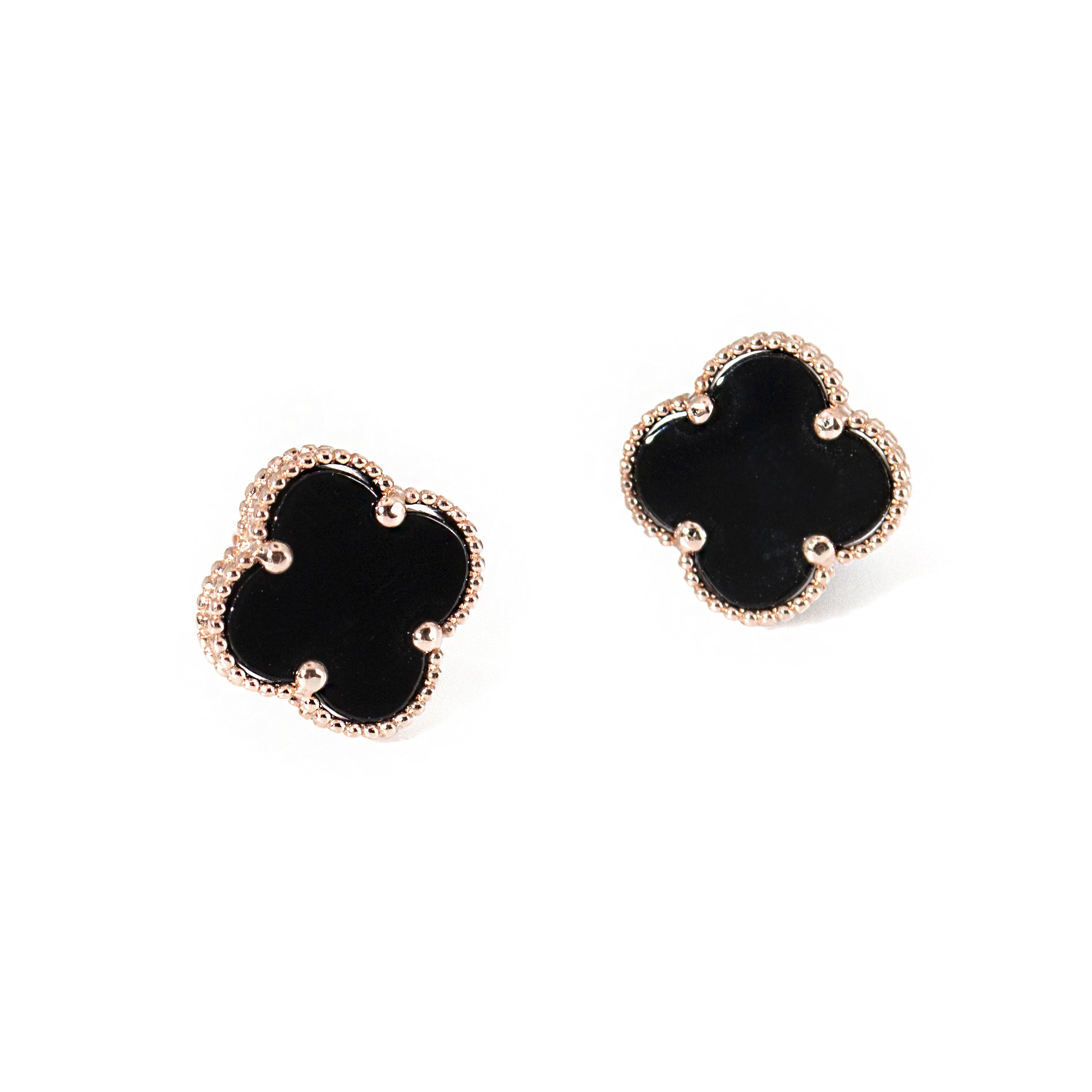 Gold four-leaf clover earrings