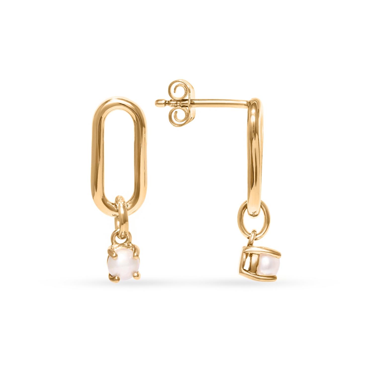Gold plated oval earrings with cubic zirconia
