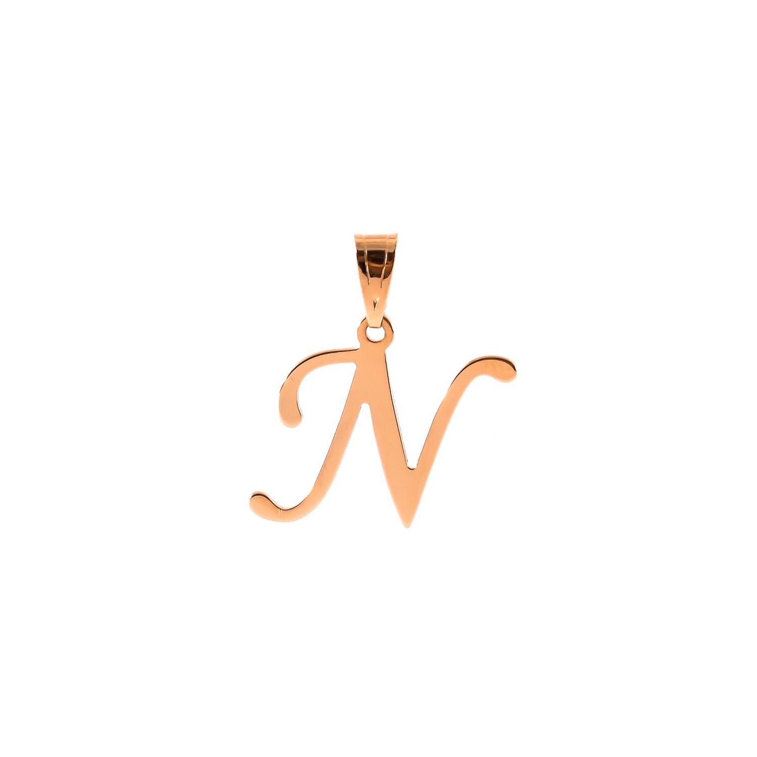 Золотой кулон буква "N"