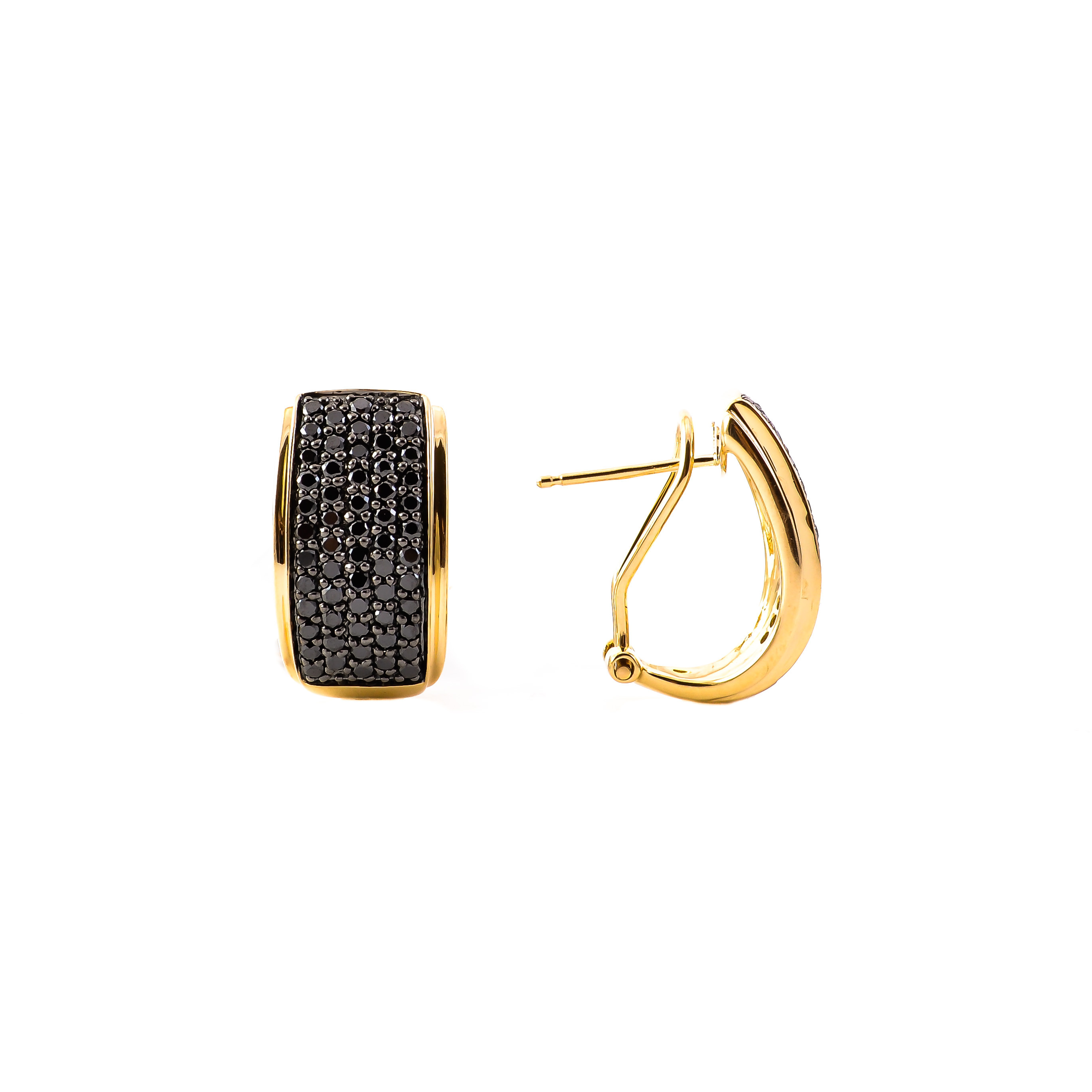 Gold earrings with black diamonds