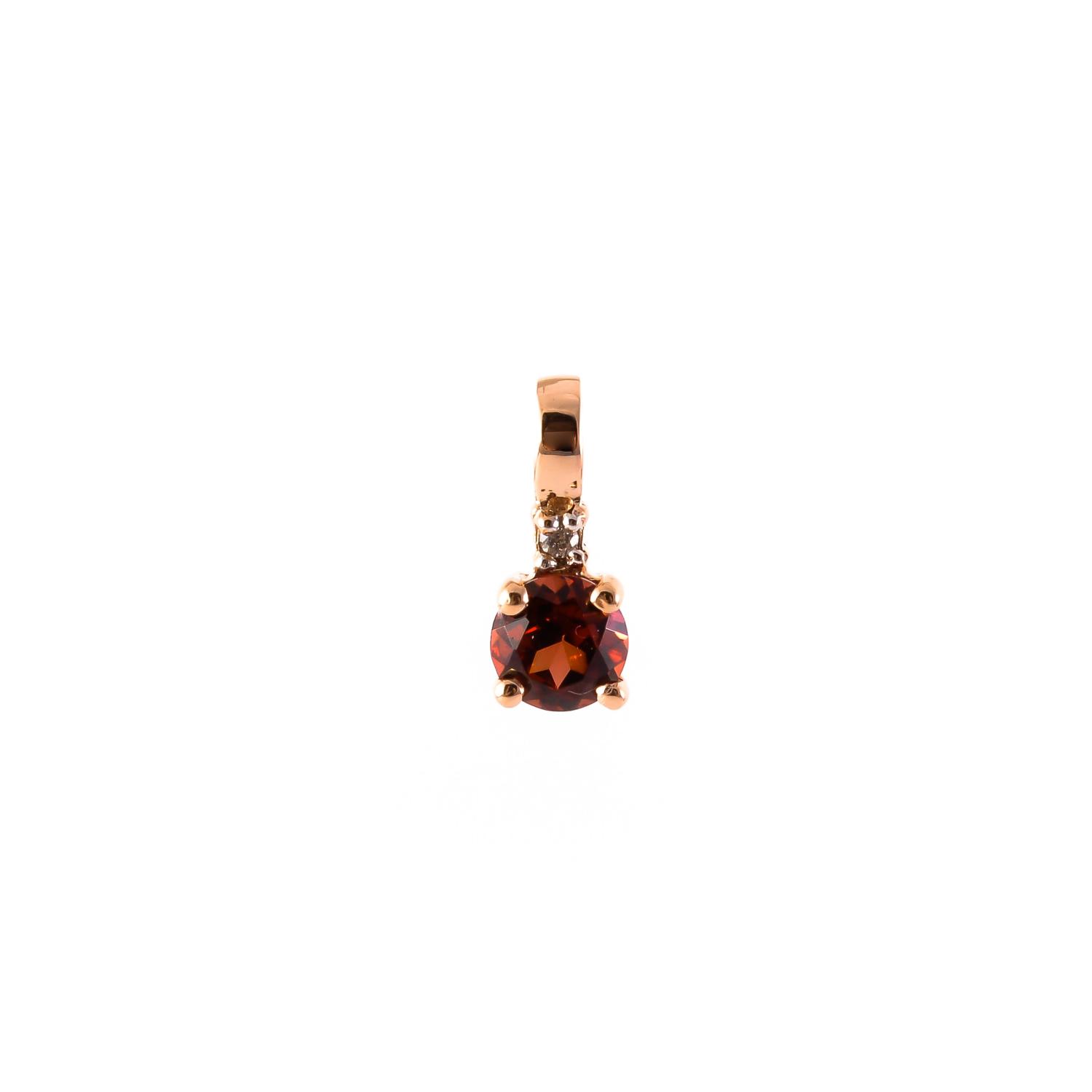 Gold pendant with garnet and diamonds
