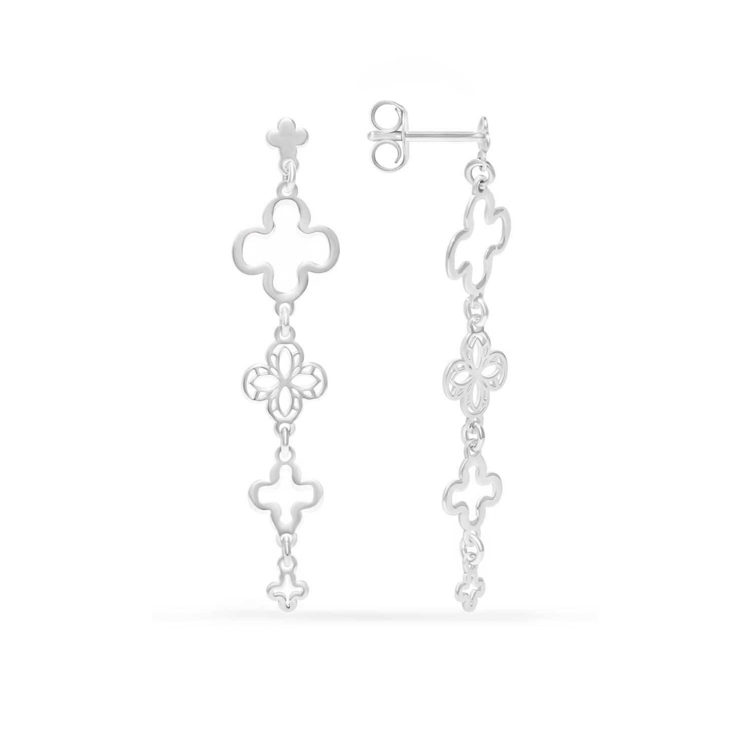 Silver four-leaf clover earrings