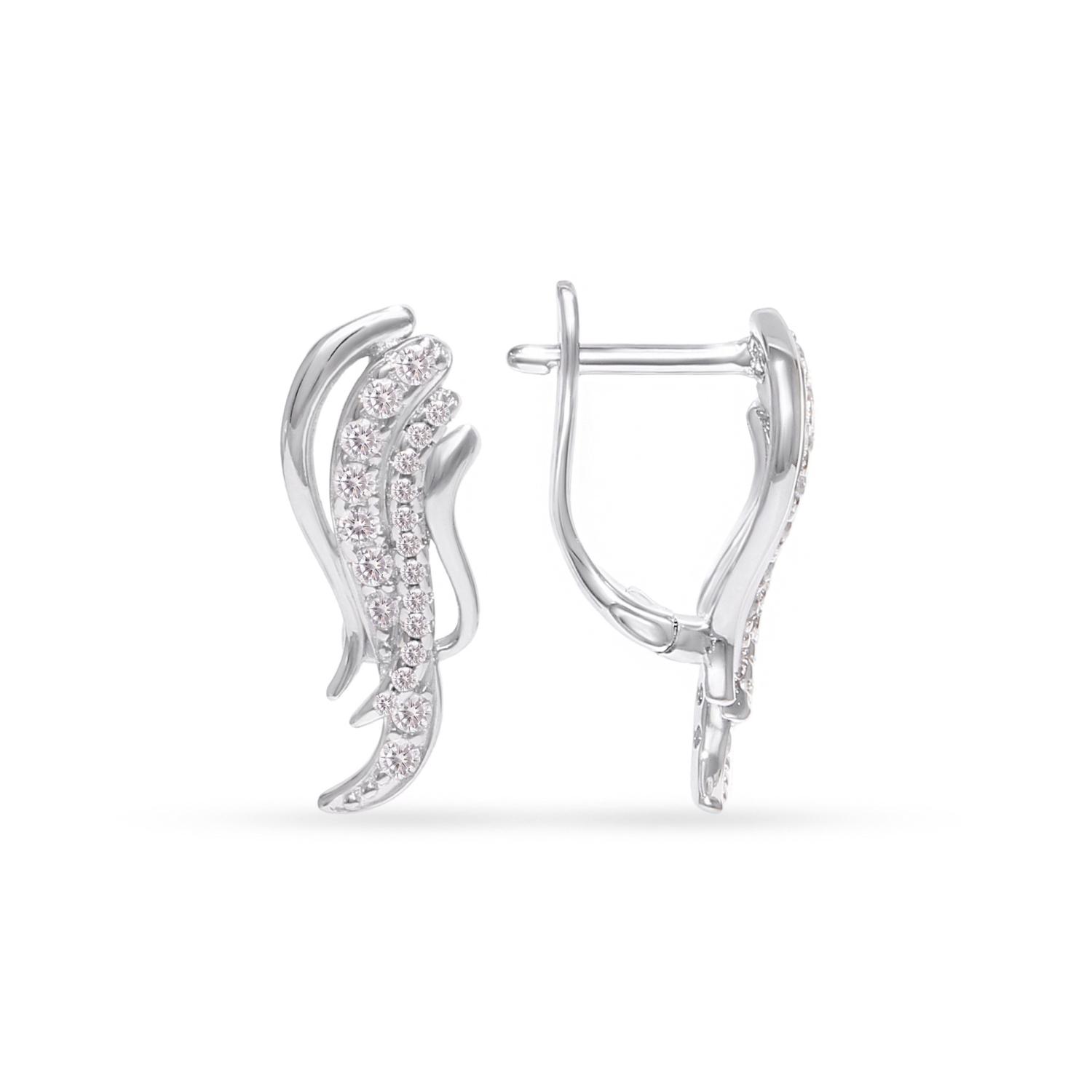 Silver earrings with english clasp and cubic zirconia