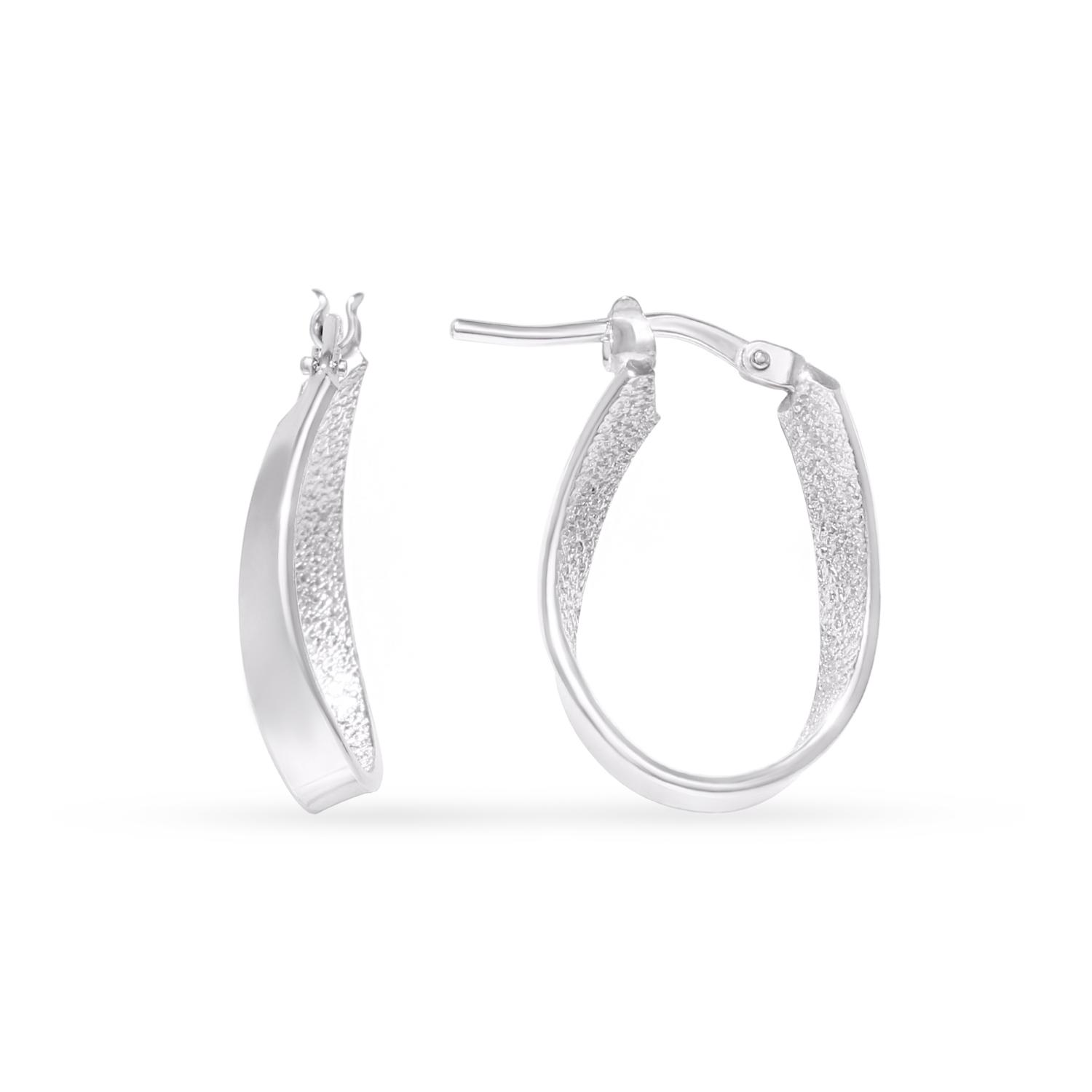 Silver oval earrings