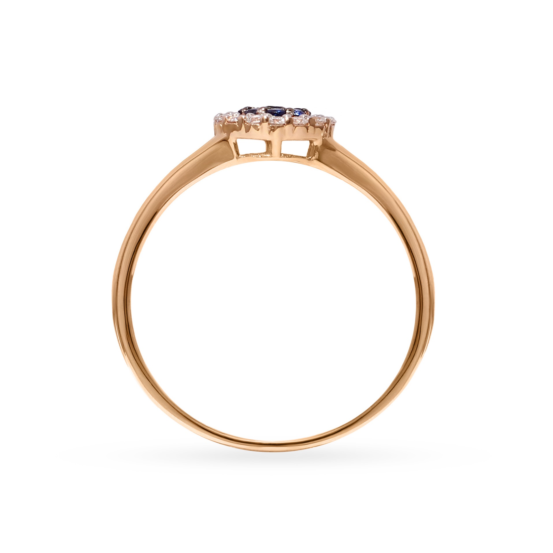 Gold ring with sapphire and diamonds