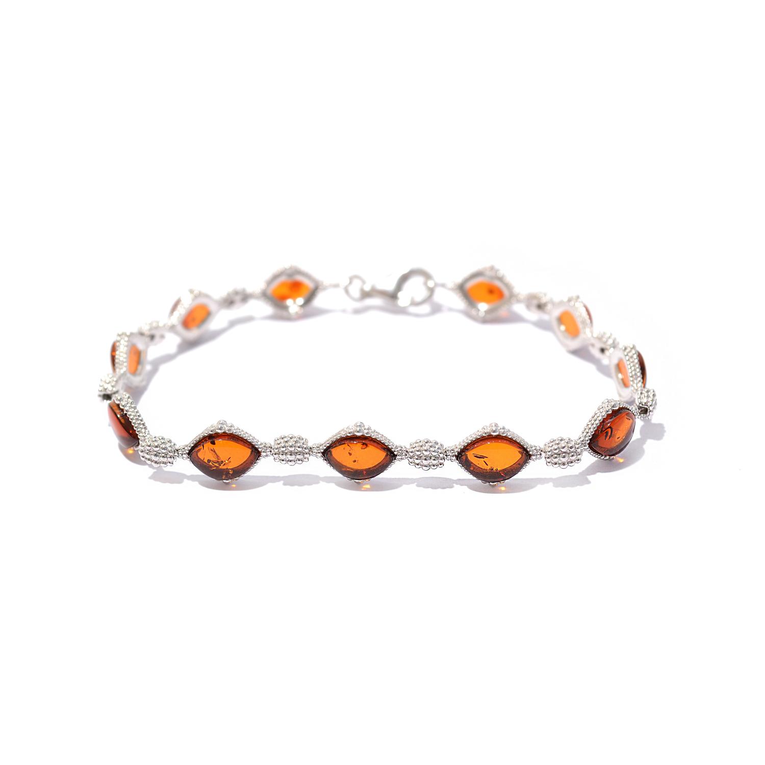 Silver bracelet with amber