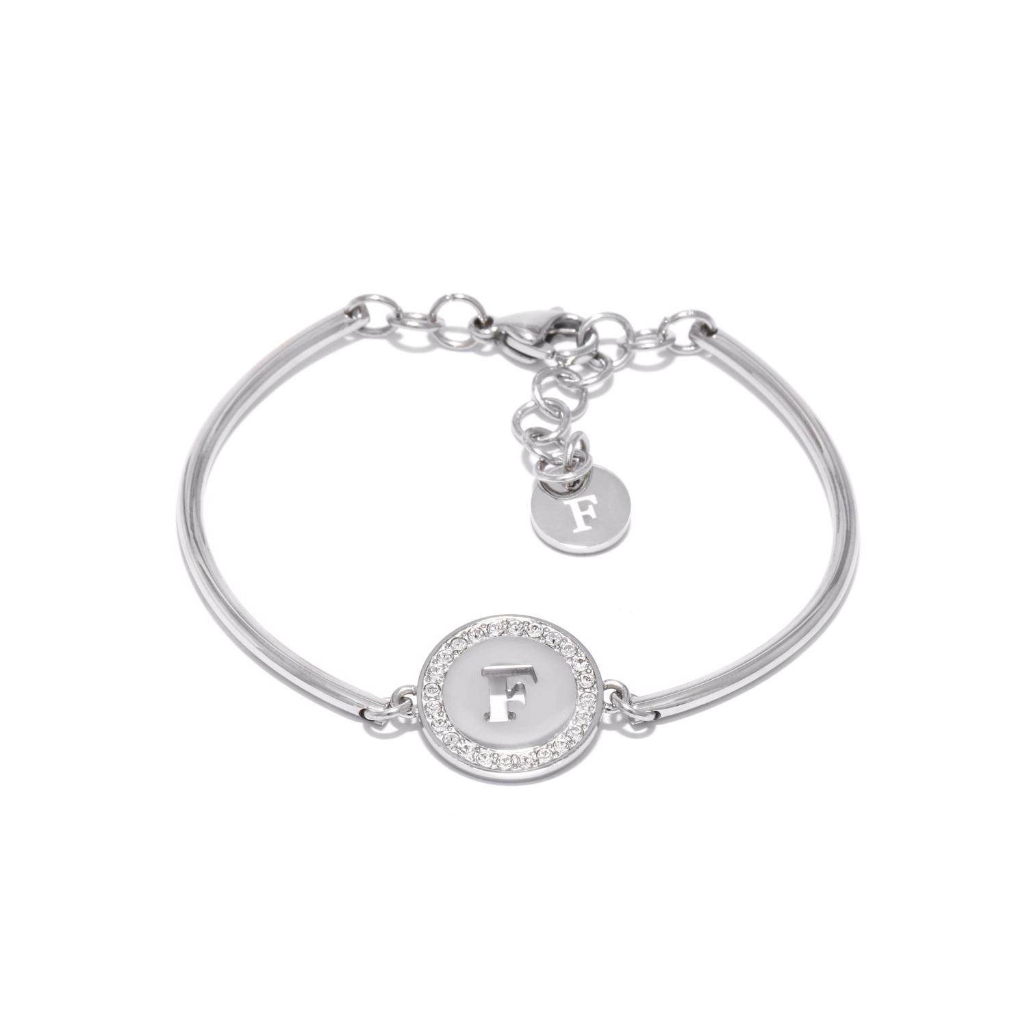 Stainless steel bracelet with Swarovski crystals "F"
